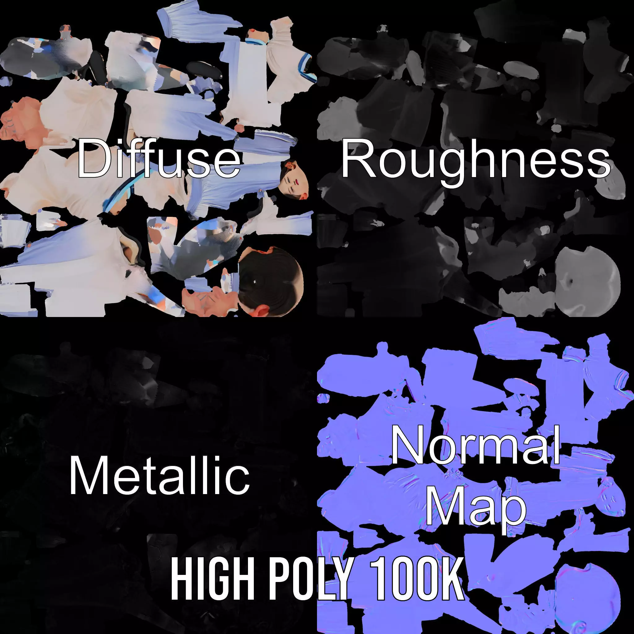 Traditional Hanbok Dress model pack Low-poly 3D model_3