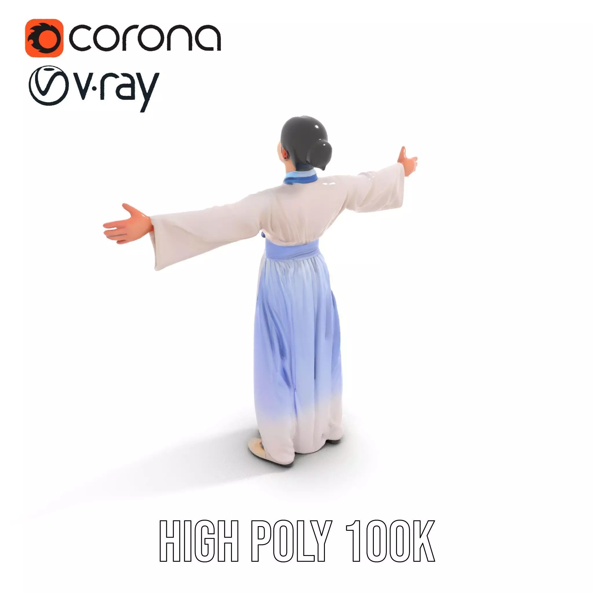 Traditional Hanbok Dress model pack Low-poly 3D model_14