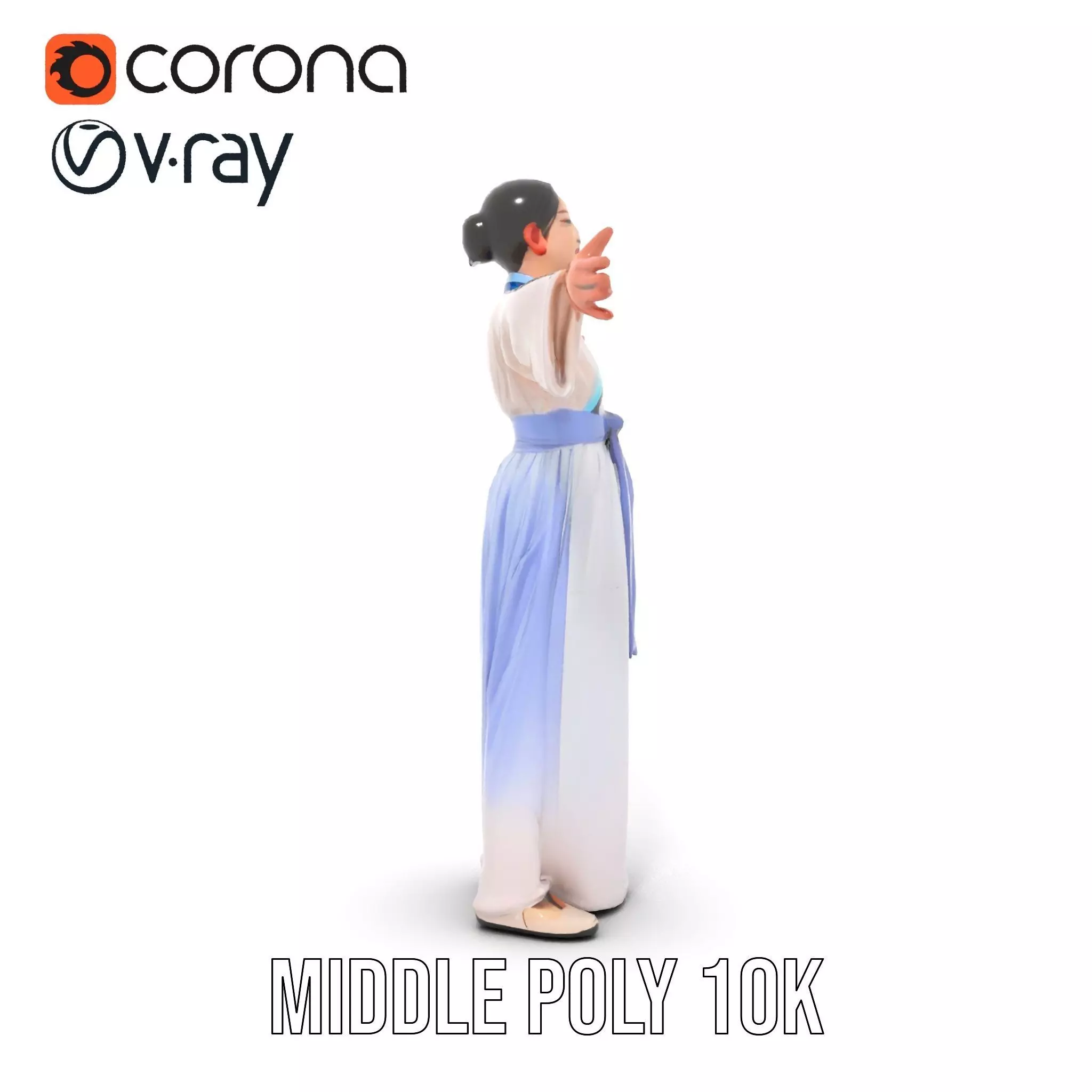 Traditional Hanbok Dress model pack Low-poly 3D model_15