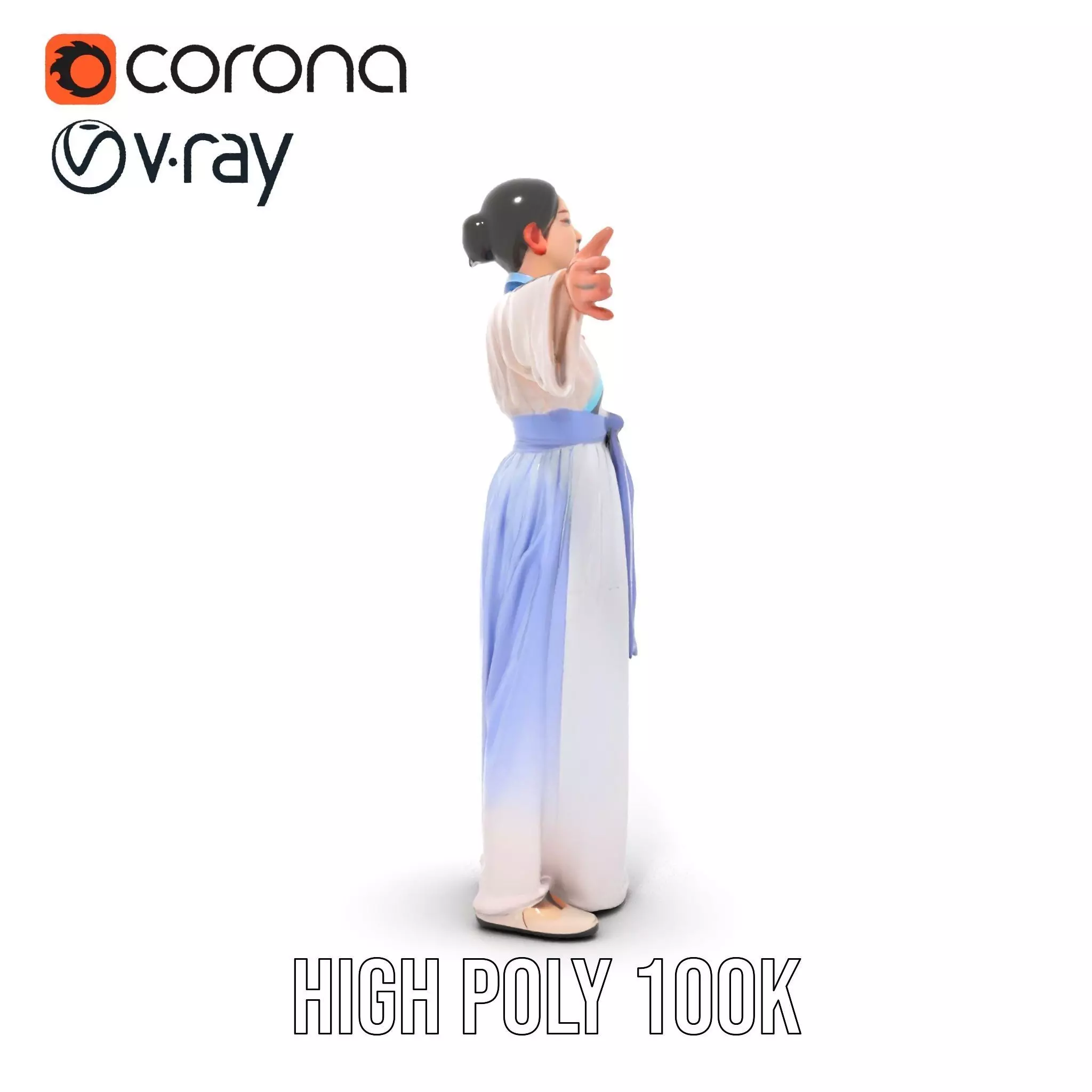 Traditional Hanbok Dress model pack Low-poly 3D model_32