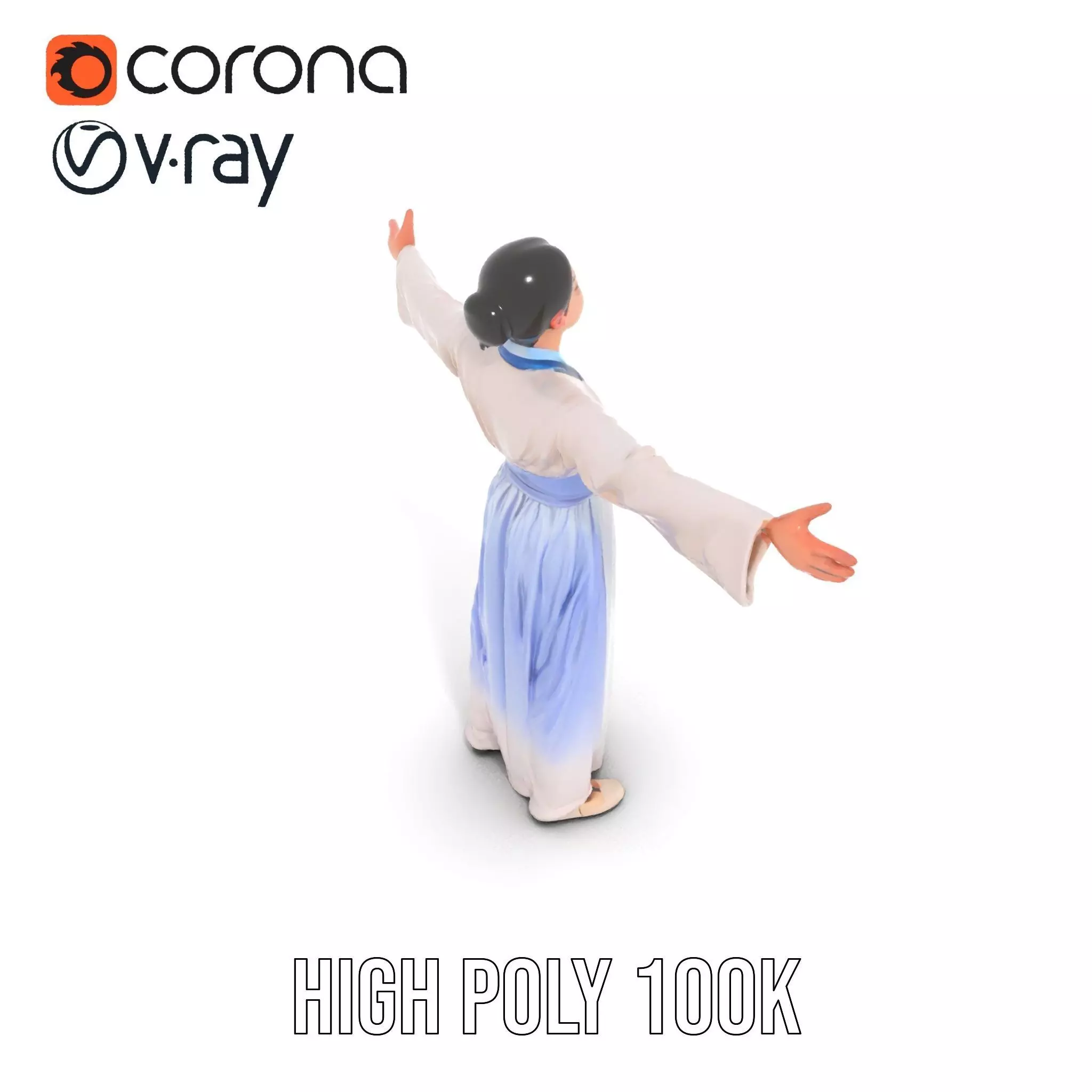 Traditional Hanbok Dress model pack Low-poly 3D model_23