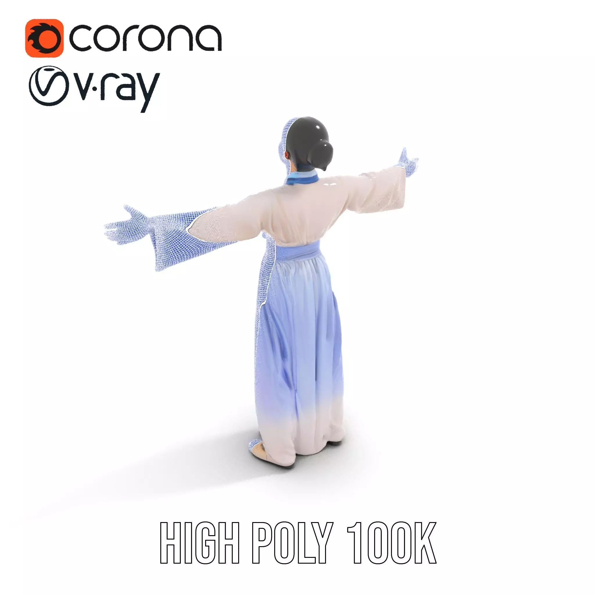 Traditional Hanbok Dress model pack Low-poly 3D model_26