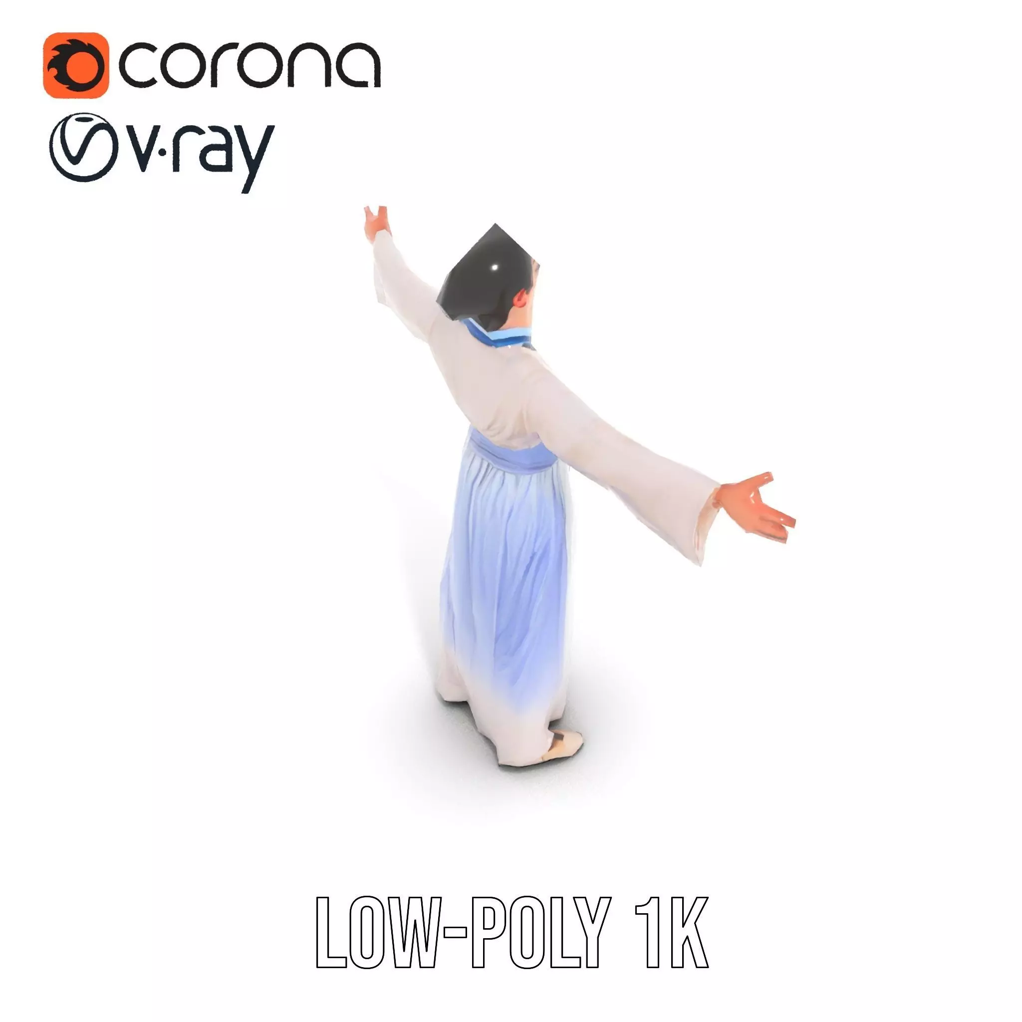 Traditional Hanbok Dress model pack Low-poly 3D model_8