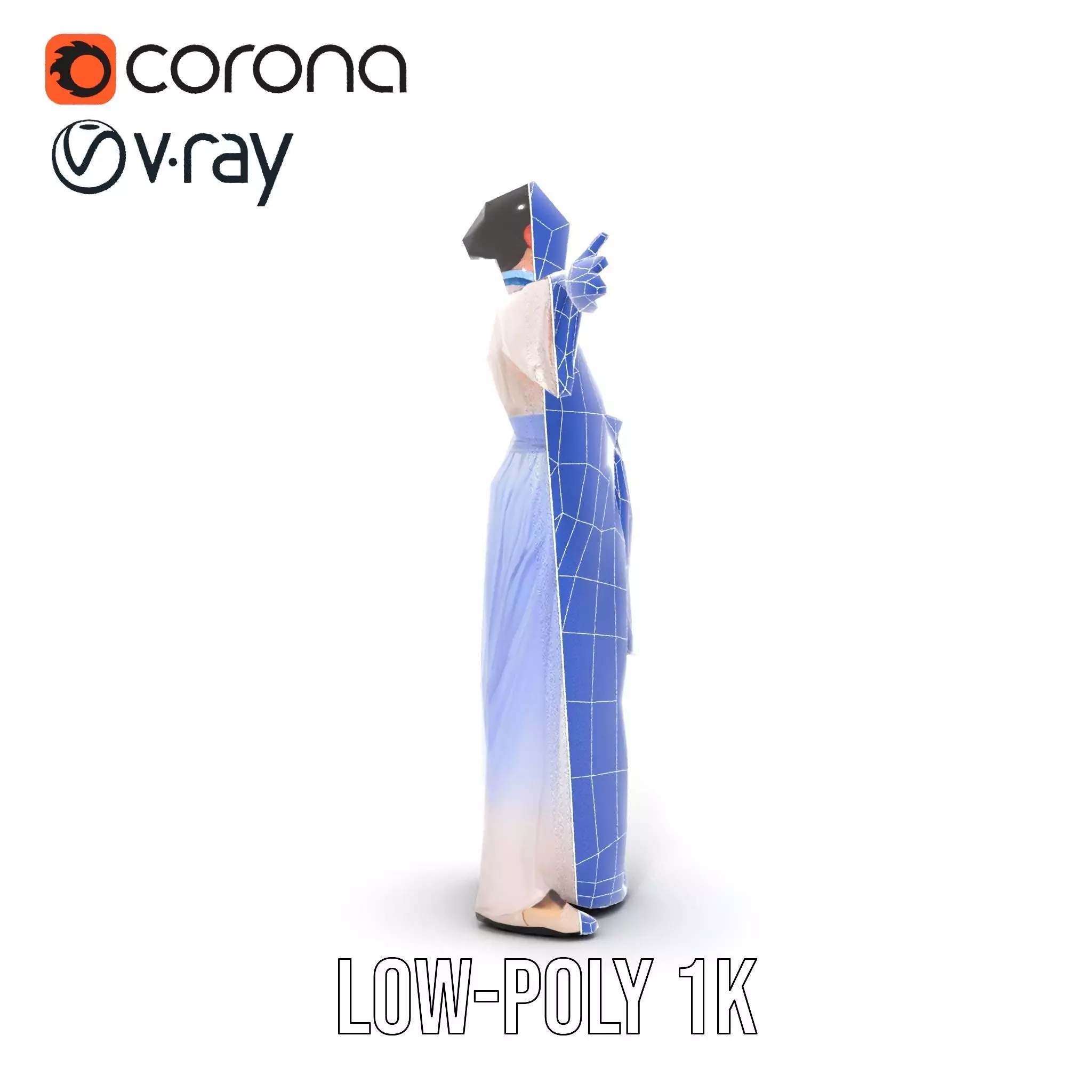 Traditional Hanbok Dress model pack Low-poly 3D model_22