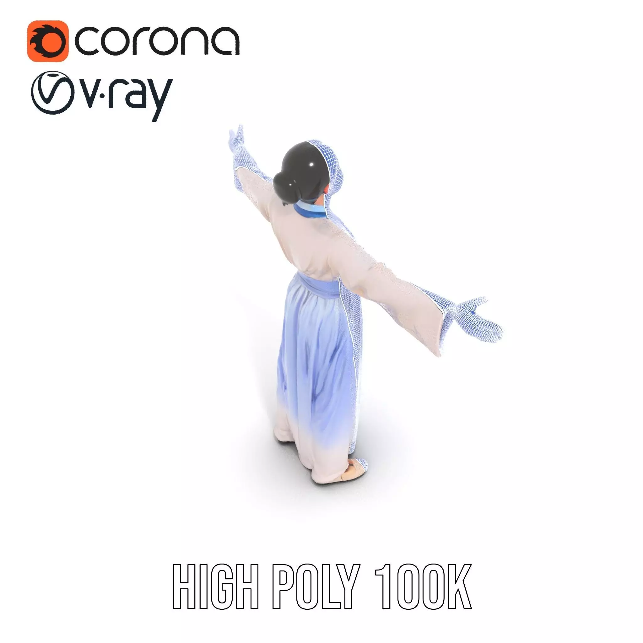 Traditional Hanbok Dress model pack Low-poly 3D model_34