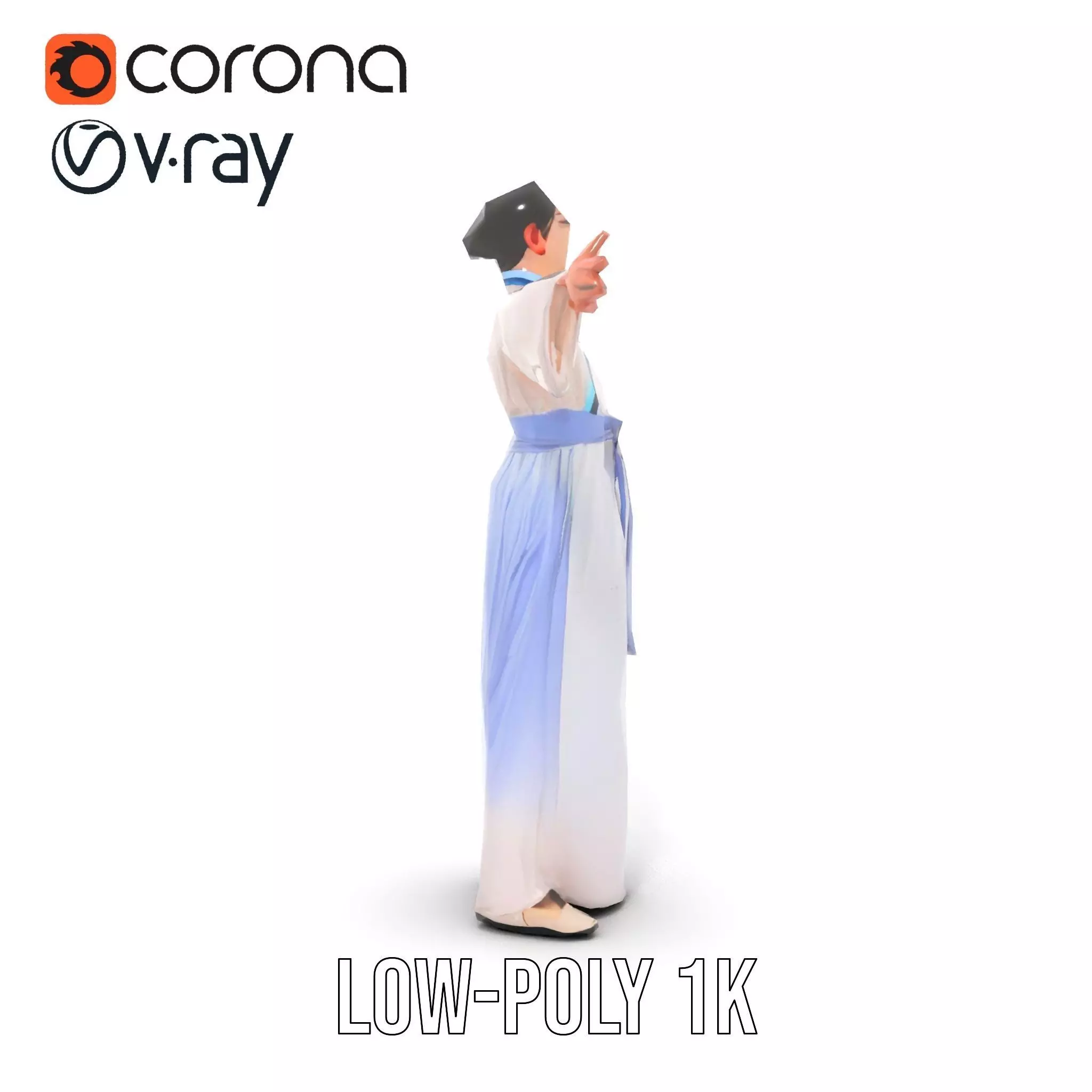 Traditional Hanbok Dress model pack Low-poly 3D model_13