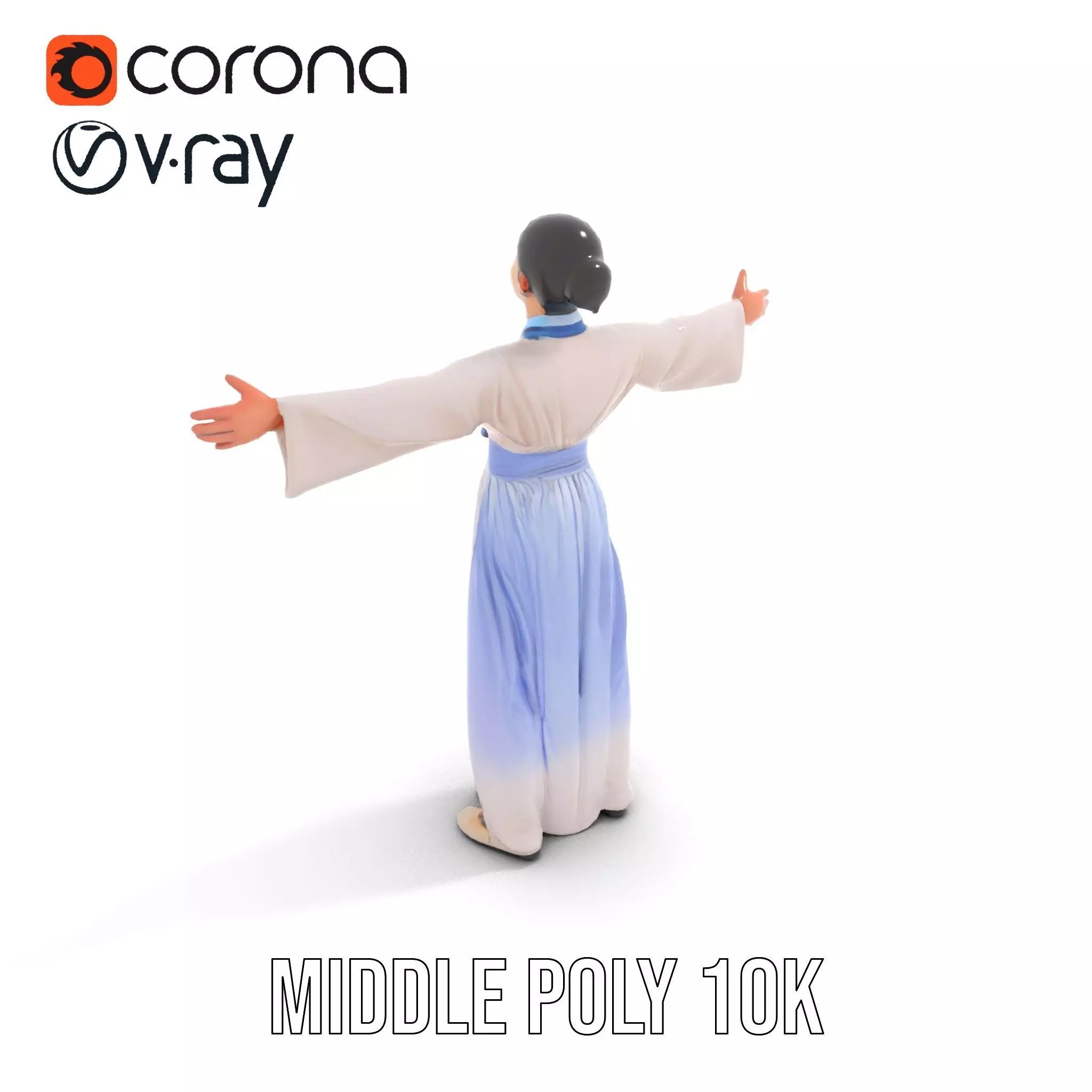 Traditional Hanbok Dress model pack Low-poly 3D model_6