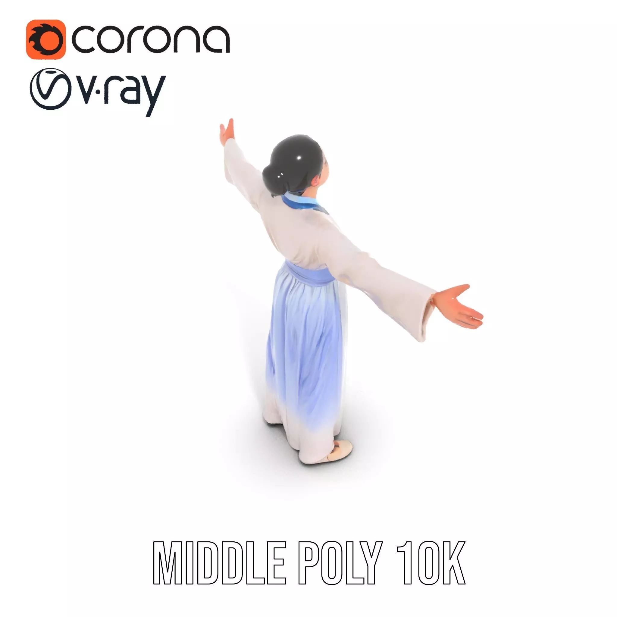 Traditional Hanbok Dress model pack Low-poly 3D model_12