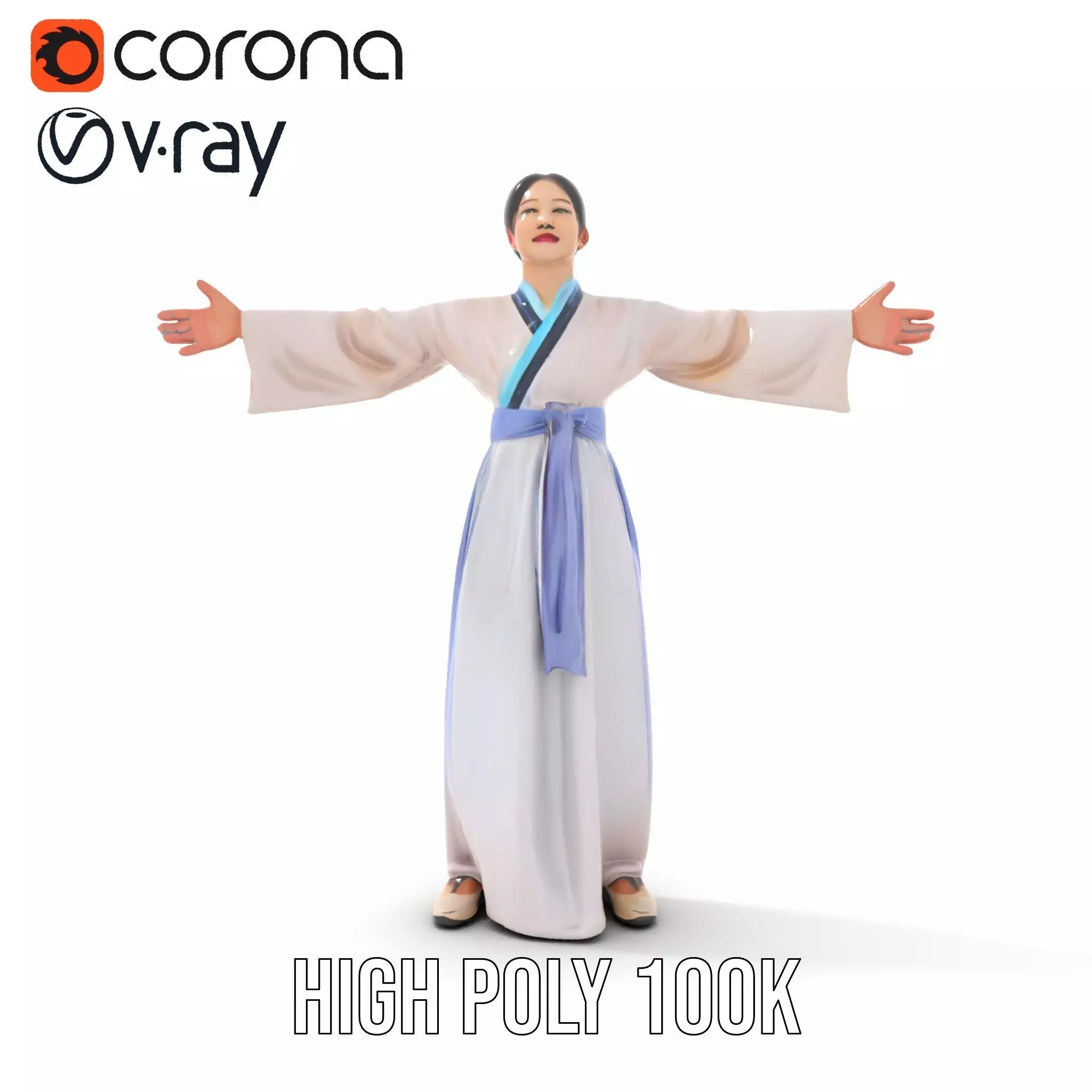 Traditional Hanbok Dress model pack Low-poly 3D model_20