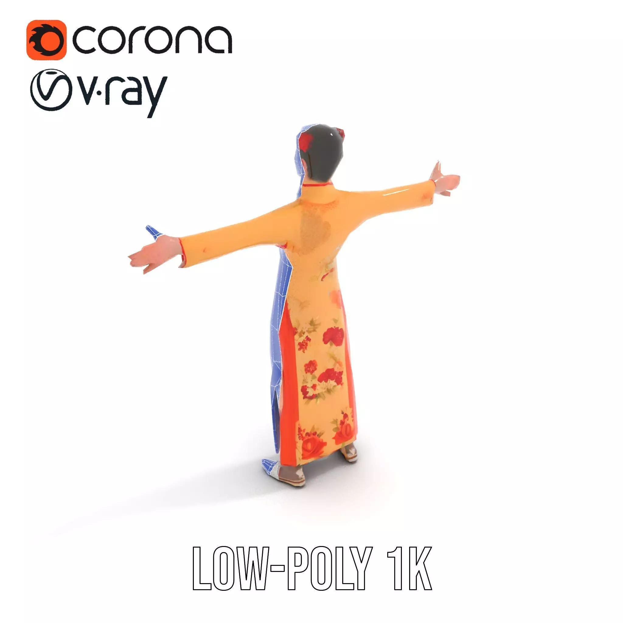 Elegant Floral Dress model pack Low-poly 3D model_19