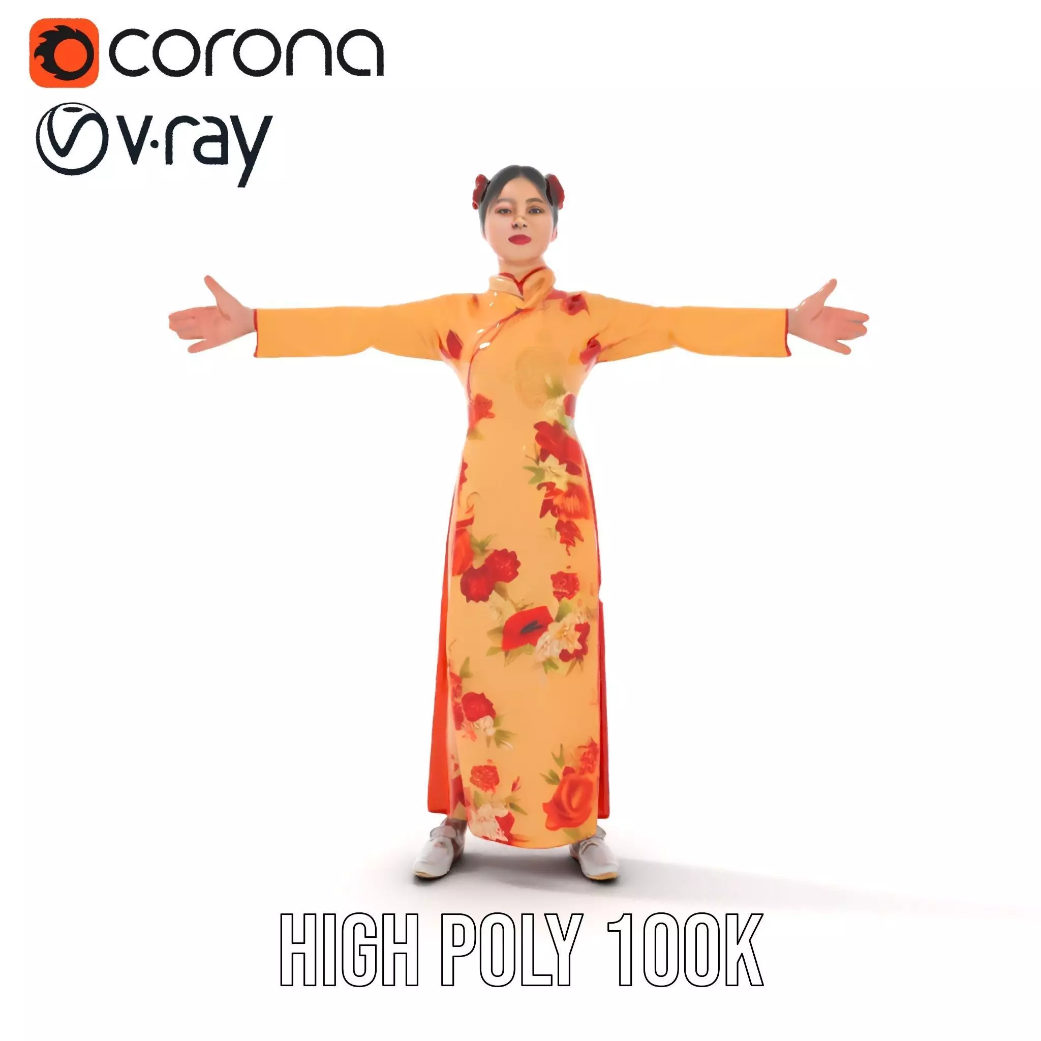 Elegant Floral Dress model pack Low-poly 3D model_31