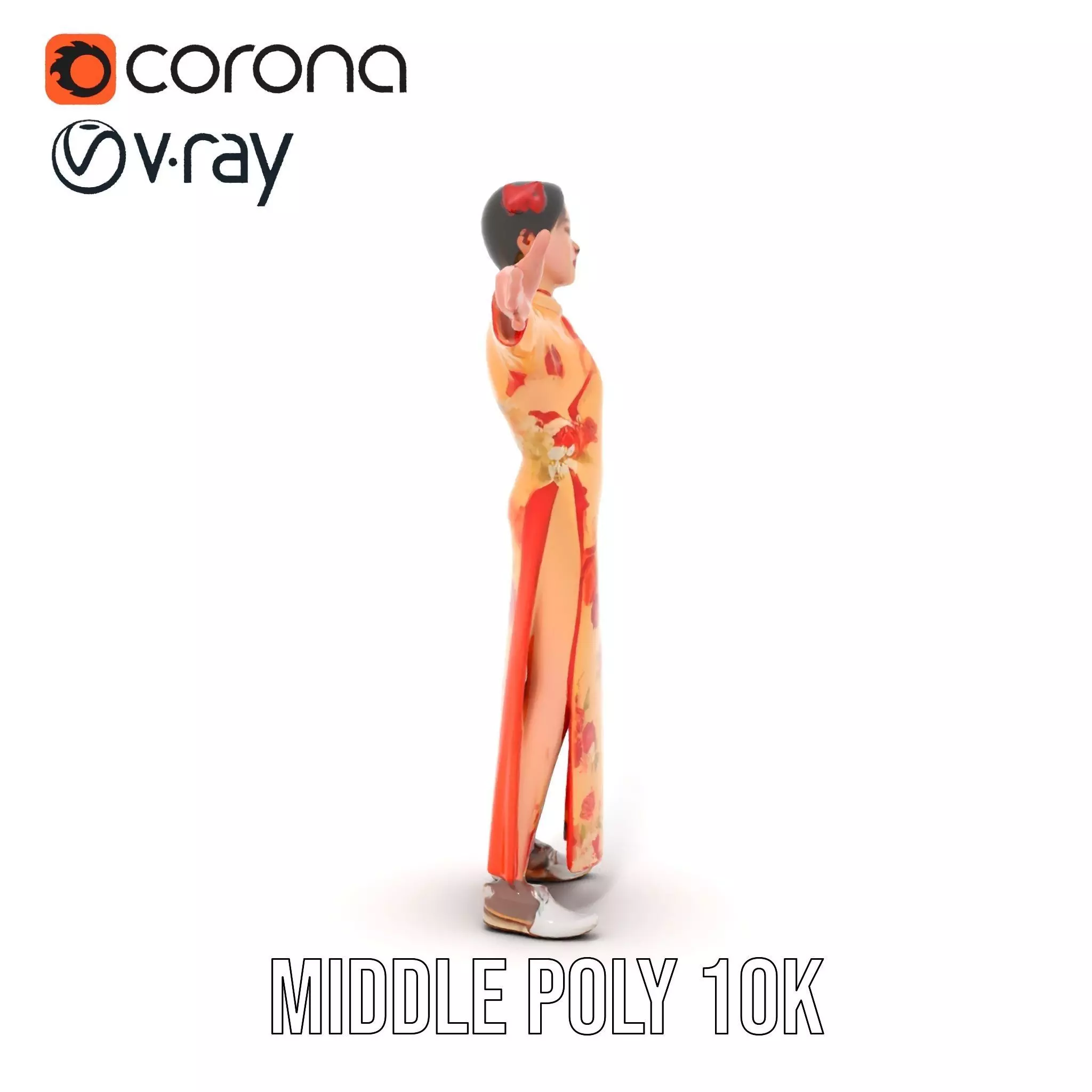 Elegant Floral Dress model pack Low-poly 3D model_5