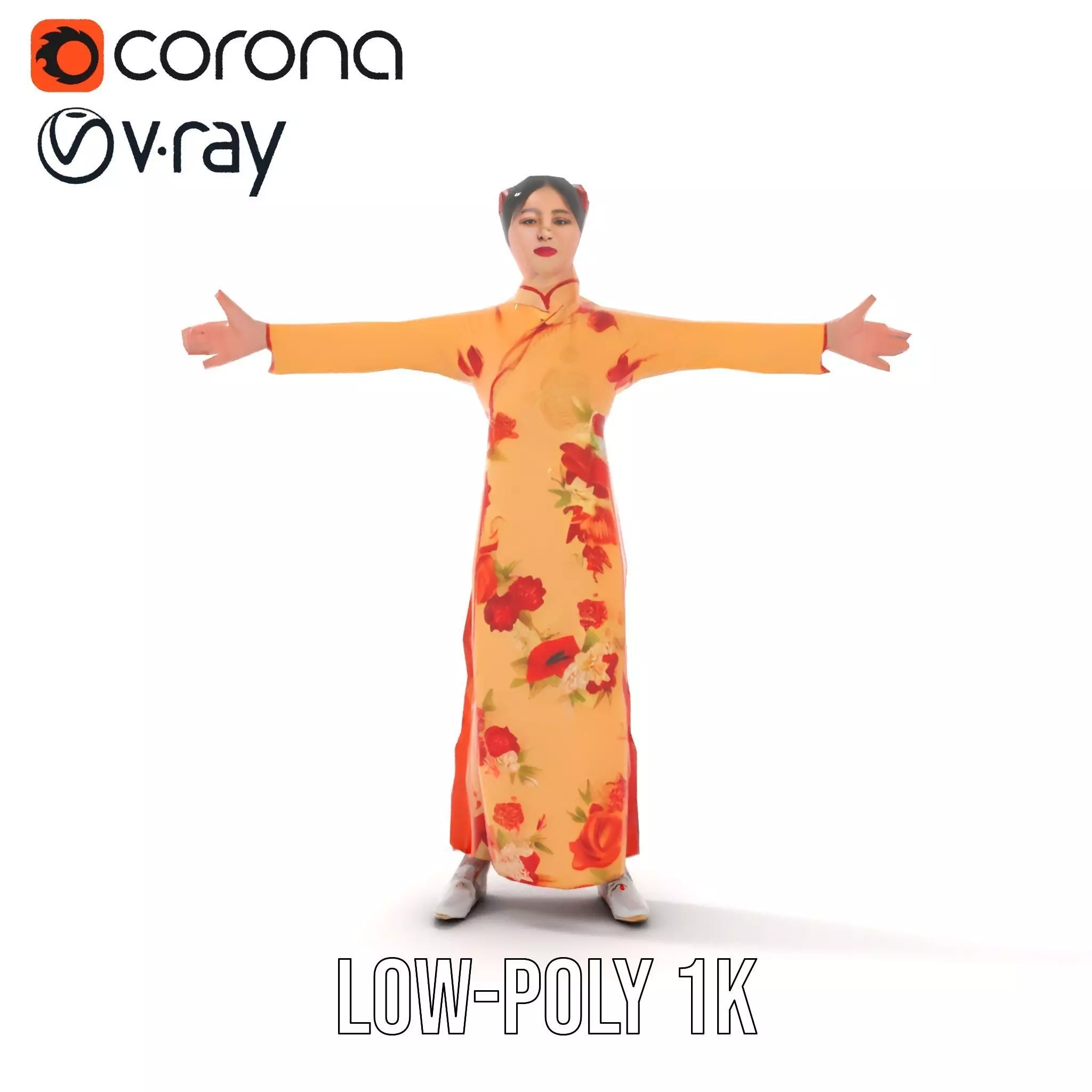 Elegant Floral Dress model pack Low-poly 3D model_8