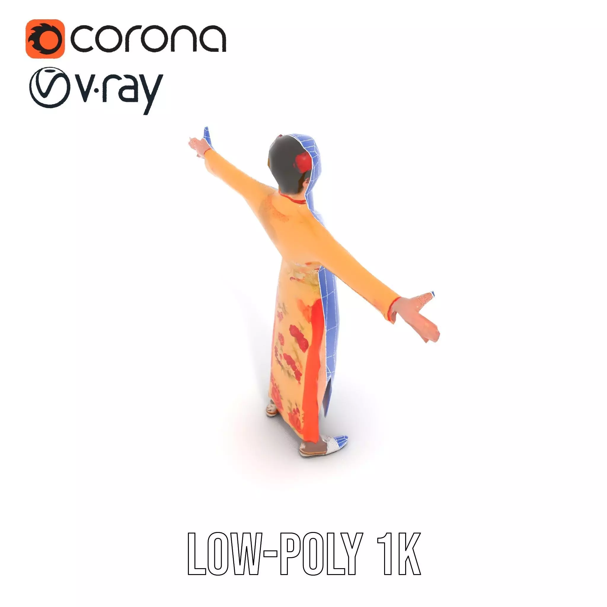 Elegant Floral Dress model pack Low-poly 3D model_25