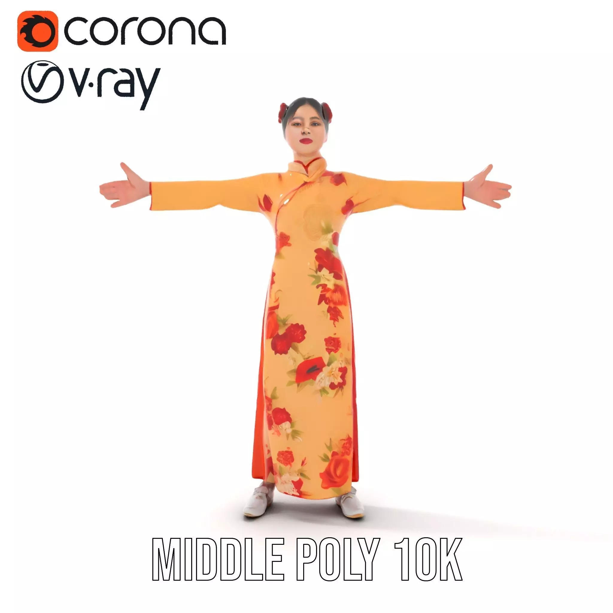 Elegant Floral Dress model pack Low-poly 3D model_18