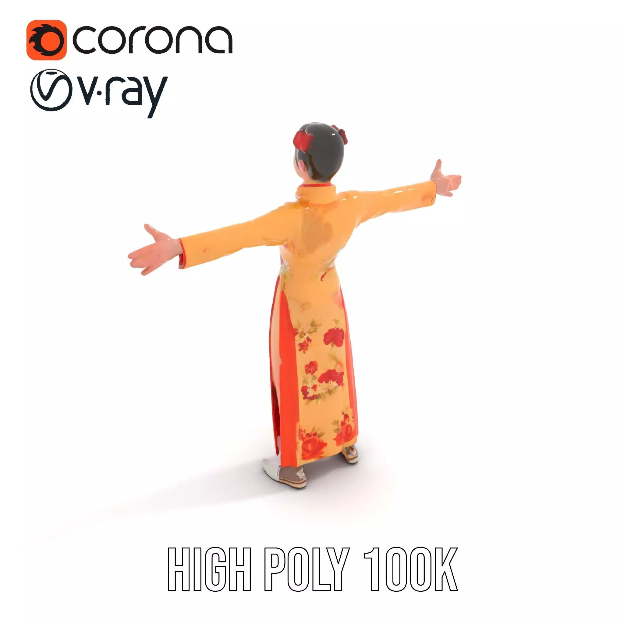 Elegant Floral Dress model pack Low-poly 3D model_17