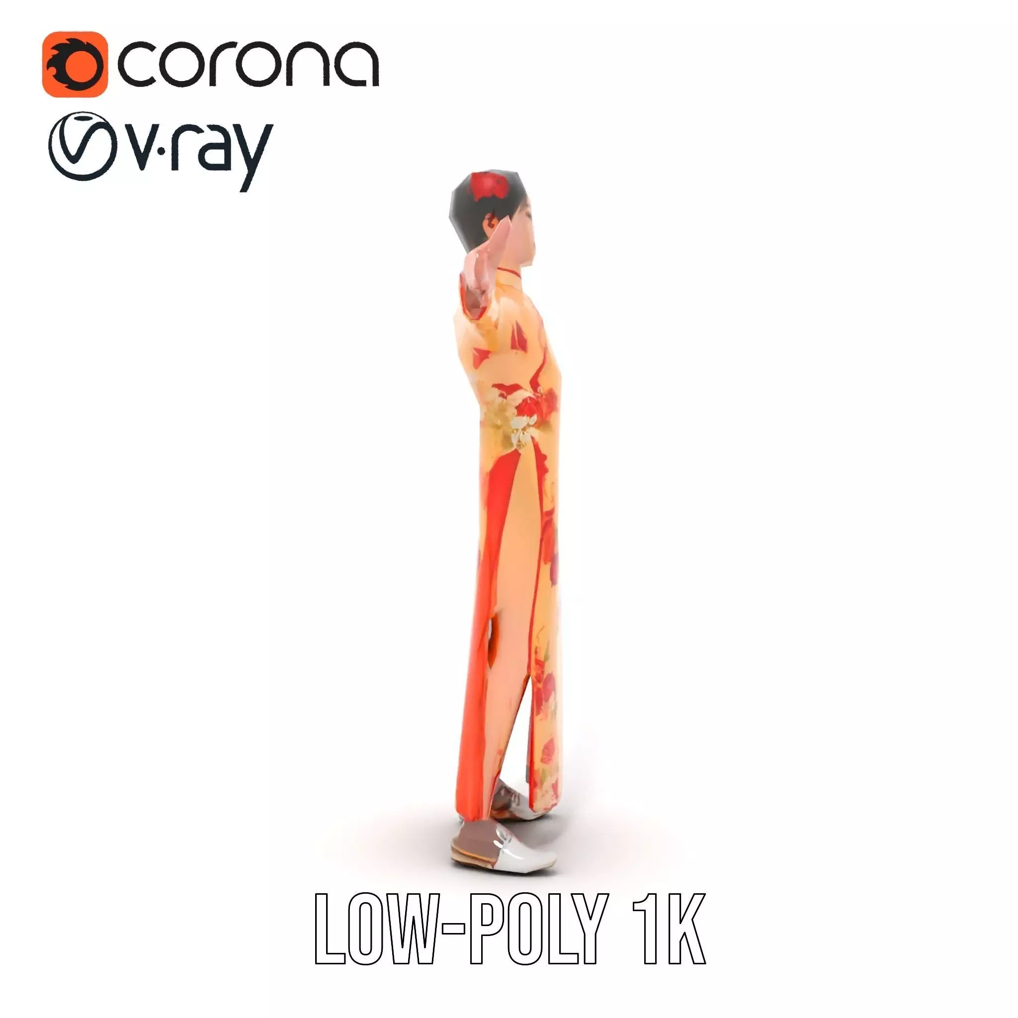 Elegant Floral Dress model pack Low-poly 3D model_11