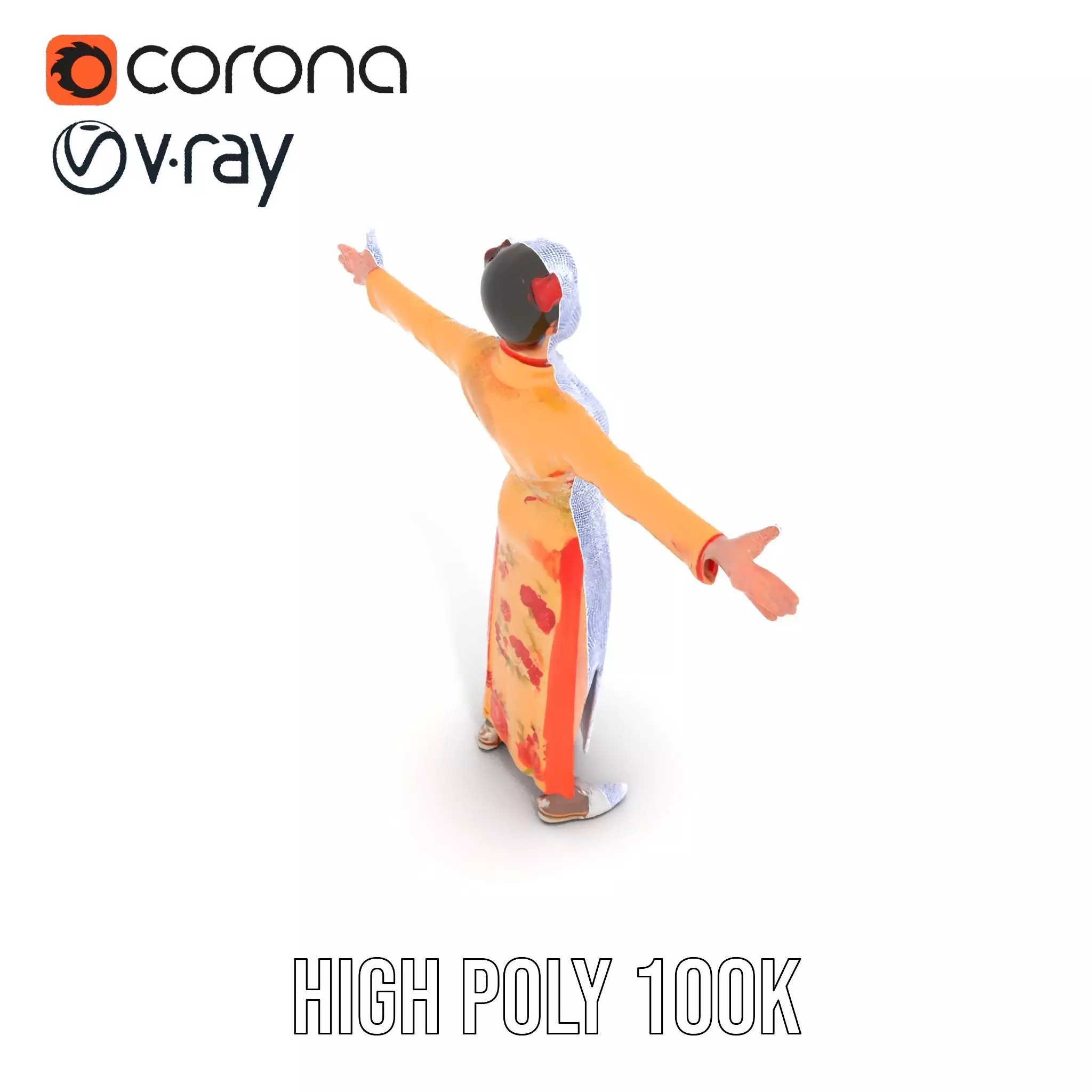 Elegant Floral Dress model pack Low-poly 3D model_33