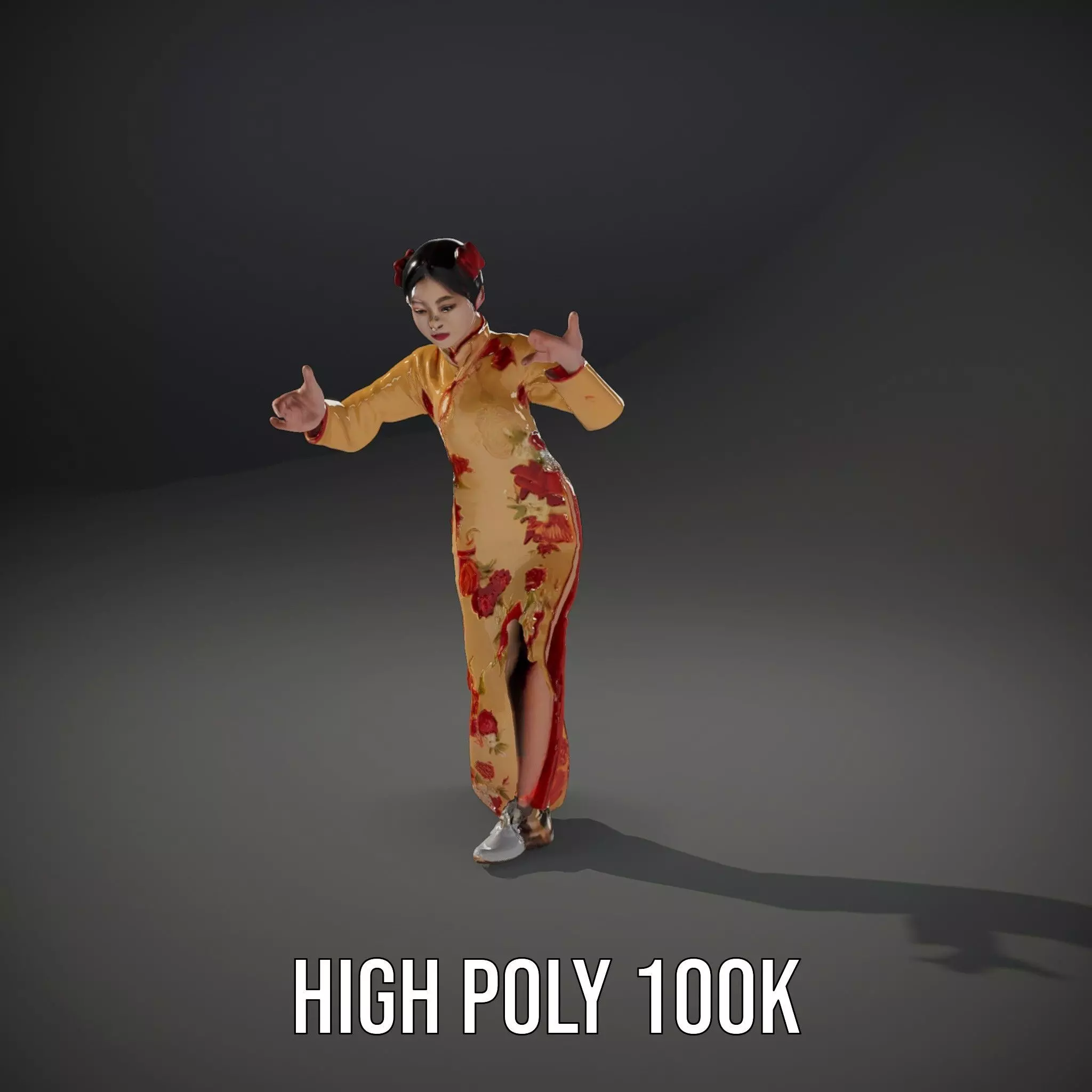 Elegant Floral Dress model pack Low-poly 3D model_12