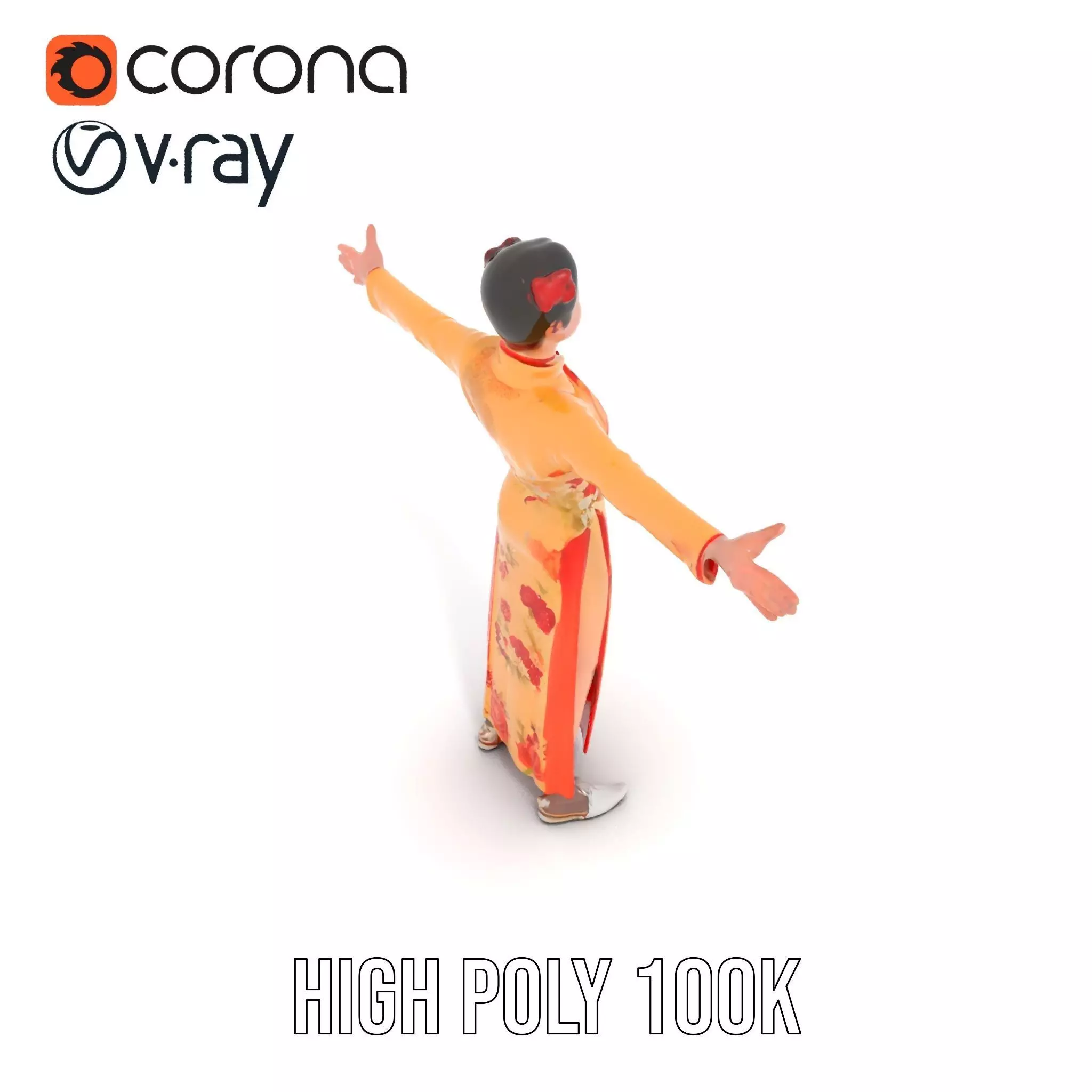 Elegant Floral Dress model pack Low-poly 3D model_20