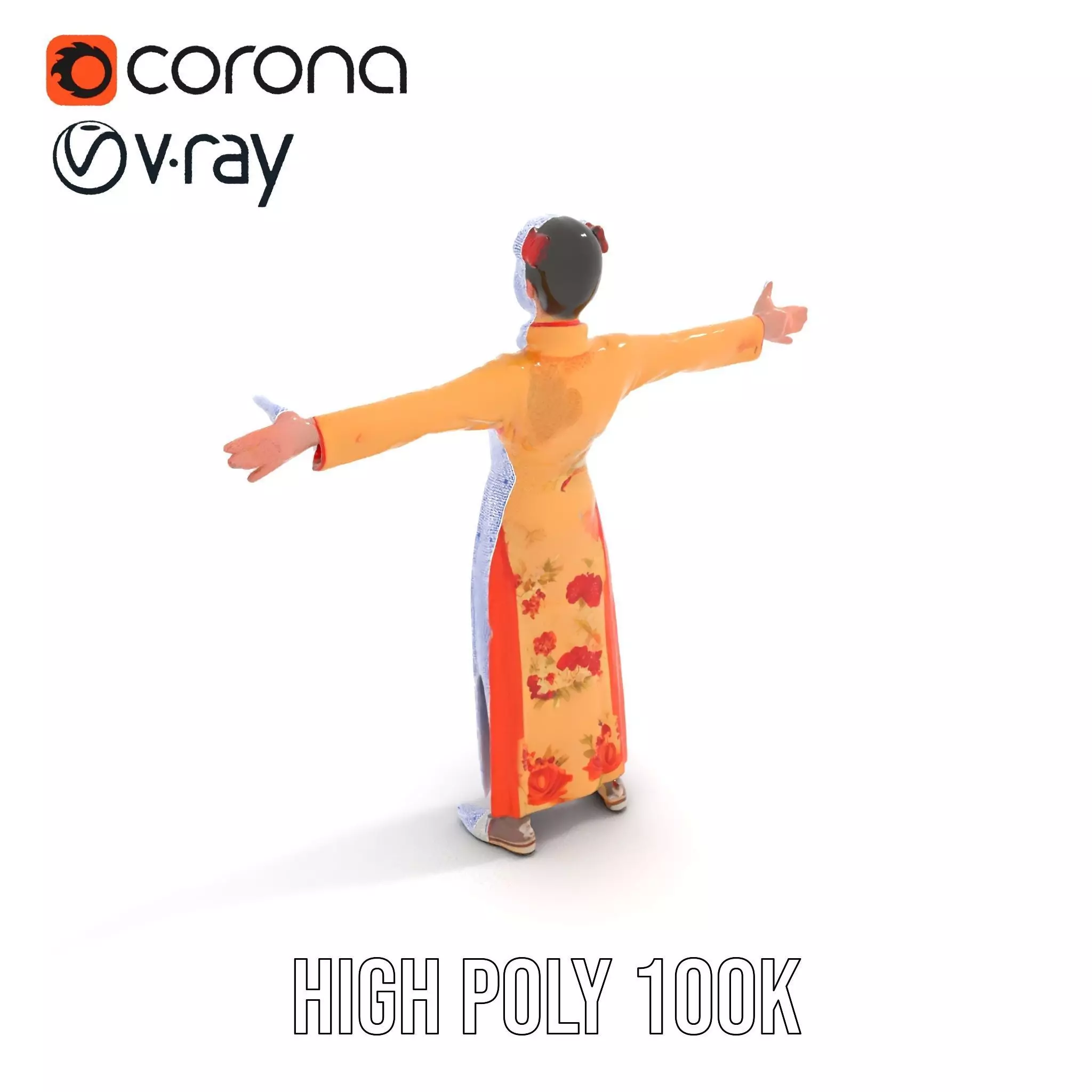 Elegant Floral Dress model pack Low-poly 3D model_26