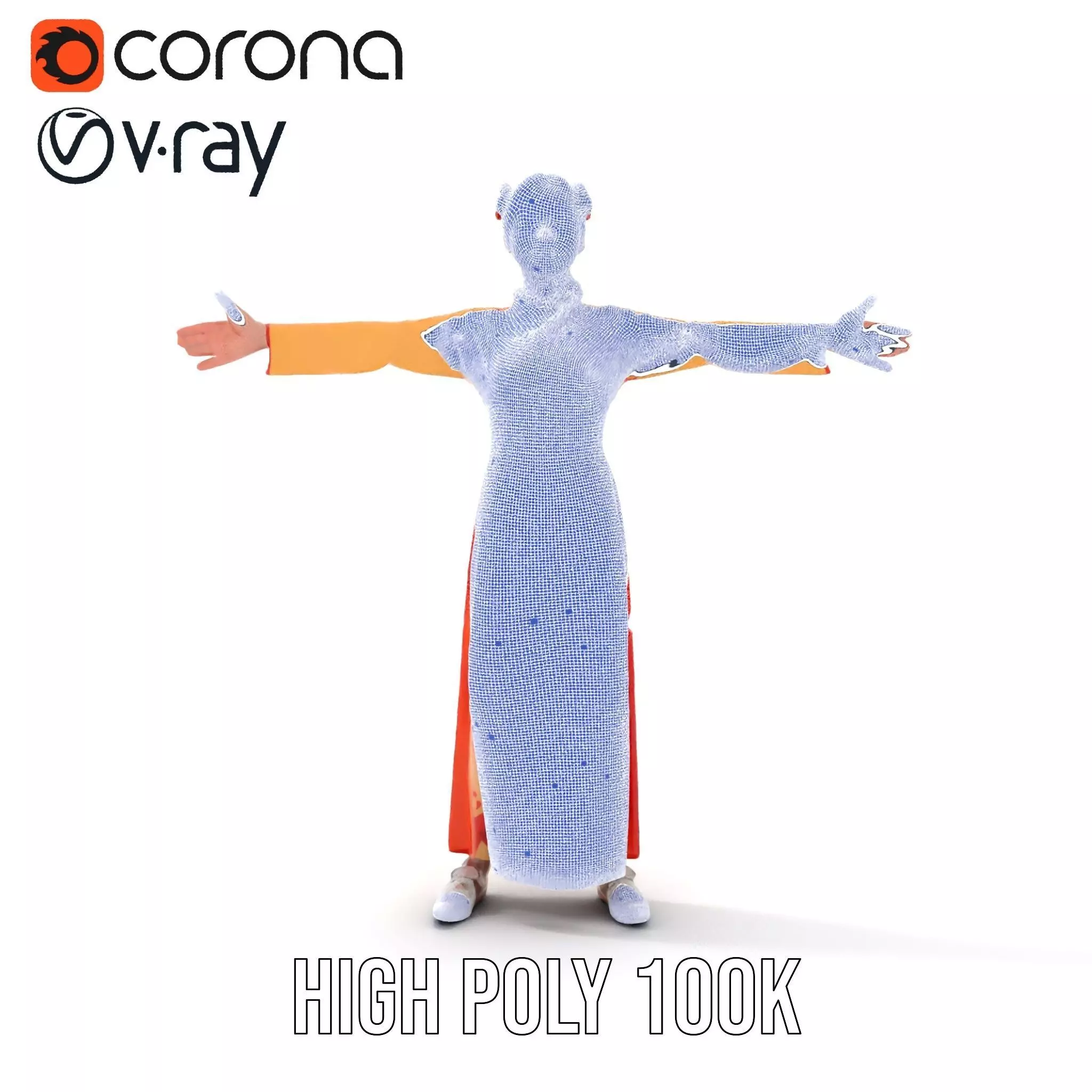 Elegant Floral Dress model pack Low-poly 3D model_34