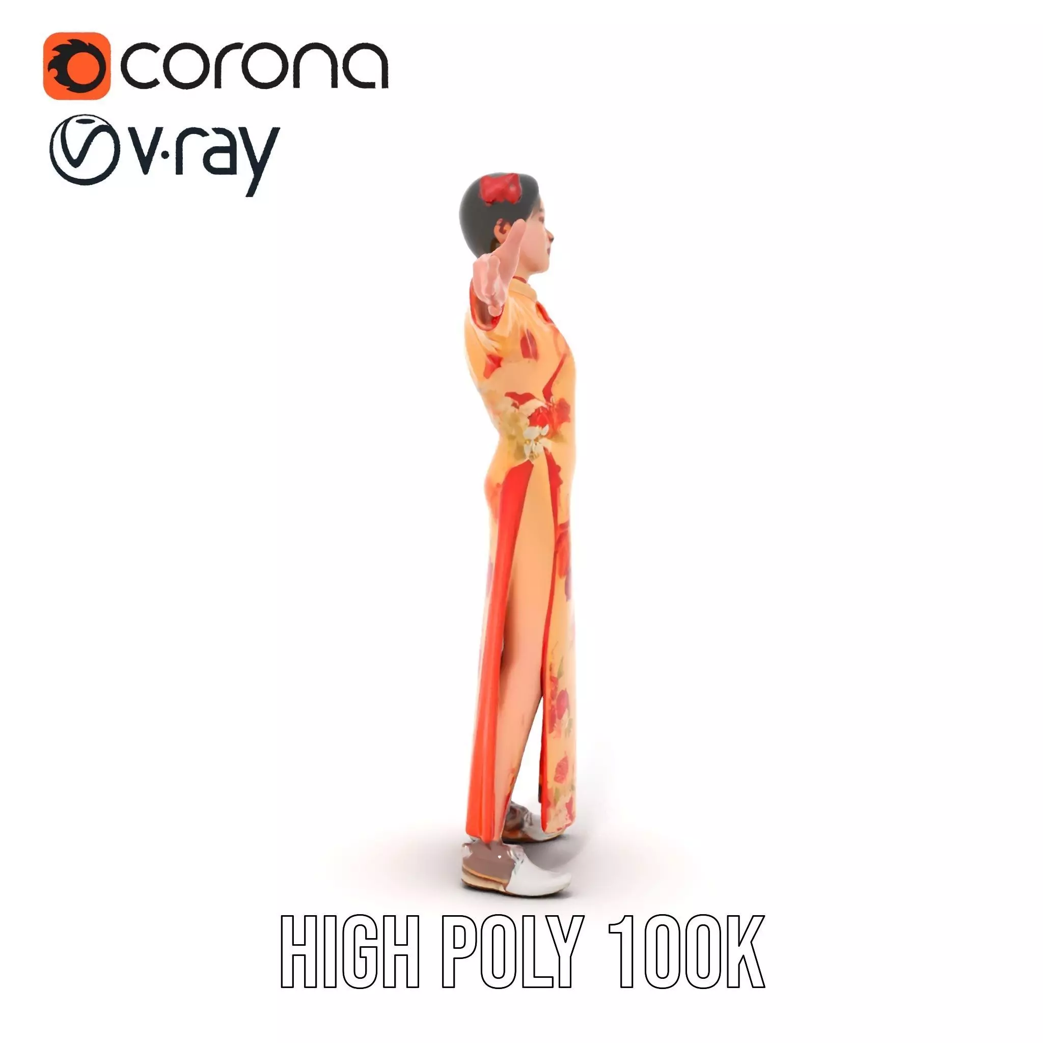 Elegant Floral Dress model pack Low-poly 3D model_23