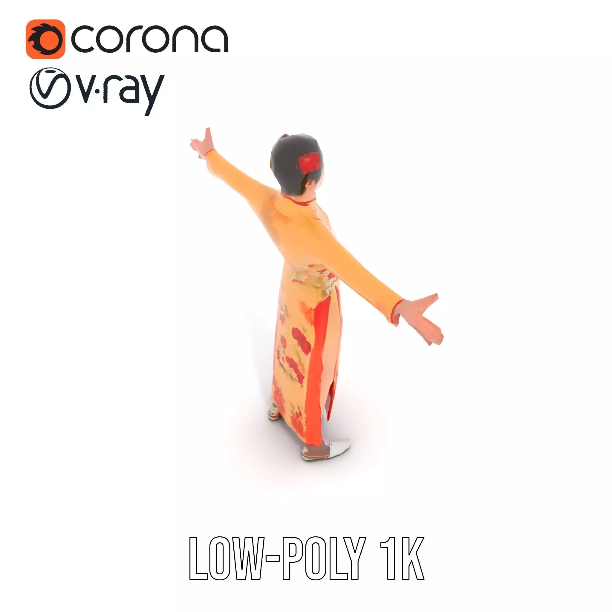 Elegant Floral Dress model pack Low-poly 3D model_16