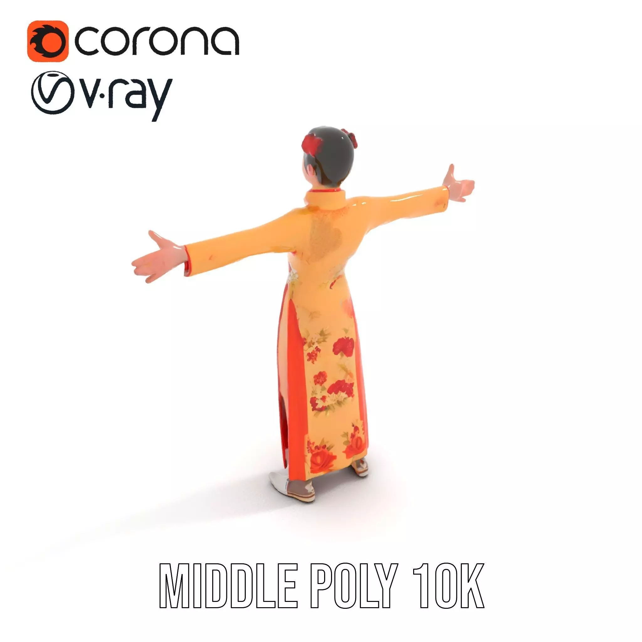 Elegant Floral Dress model pack Low-poly 3D model_6