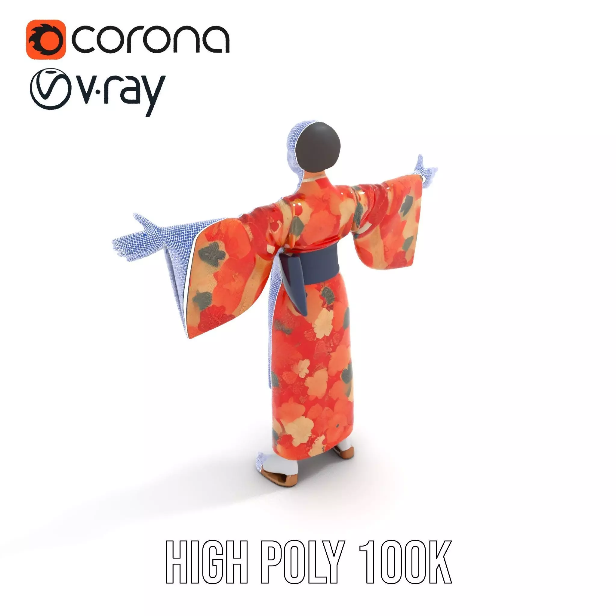 Floral Kimono Apparel model pack Low-poly 3D model_20
