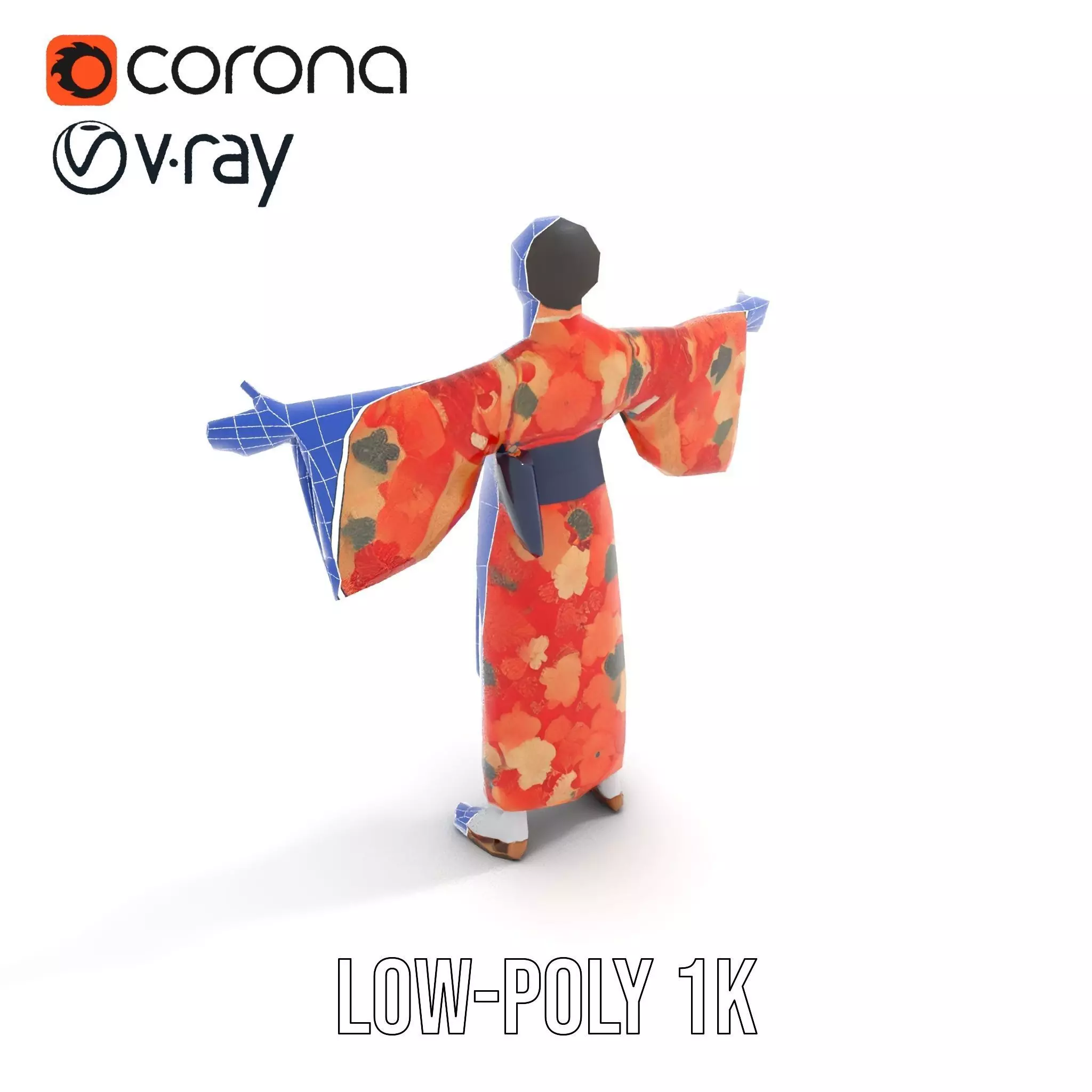Floral Kimono Apparel model pack Low-poly 3D model_14