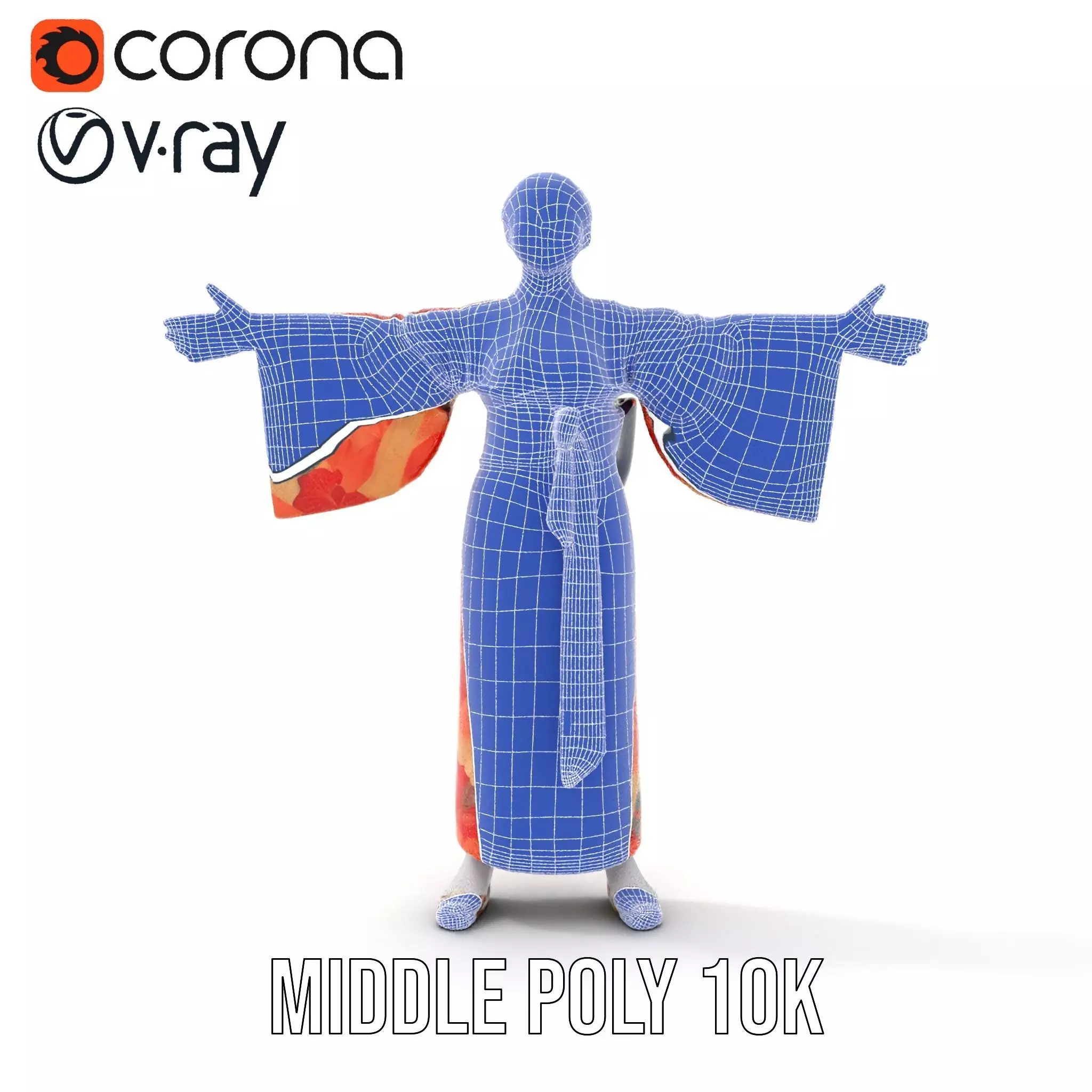 Floral Kimono Apparel model pack Low-poly 3D model_24