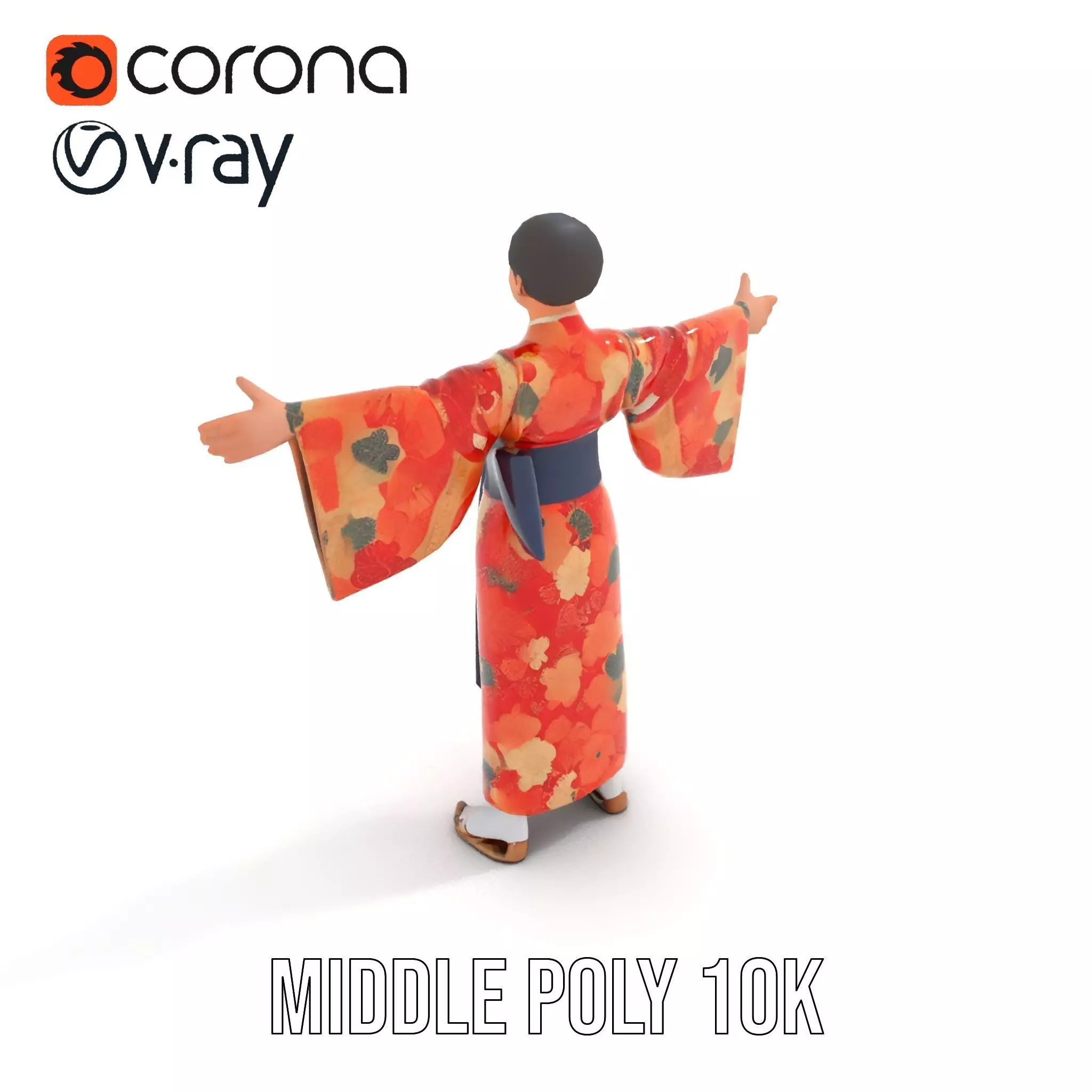 Floral Kimono Apparel model pack Low-poly 3D model_13