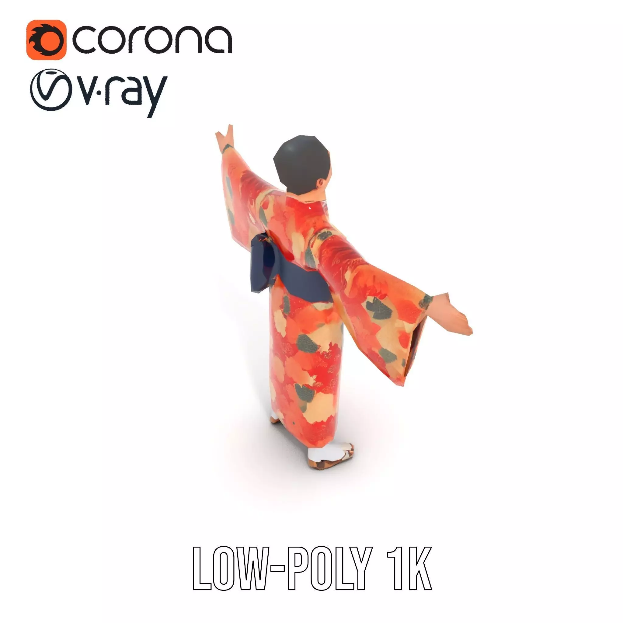 Floral Kimono Apparel model pack Low-poly 3D model_19