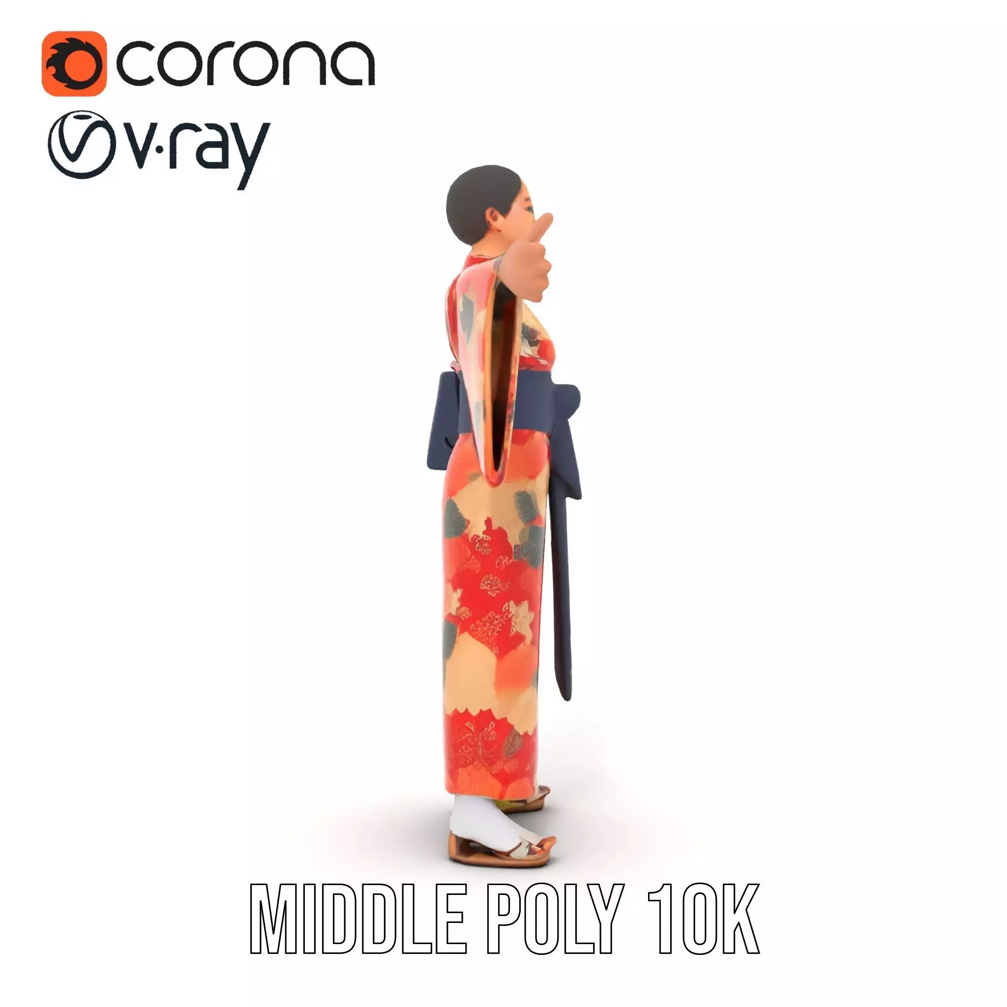 Floral Kimono Apparel model pack Low-poly 3D model_5