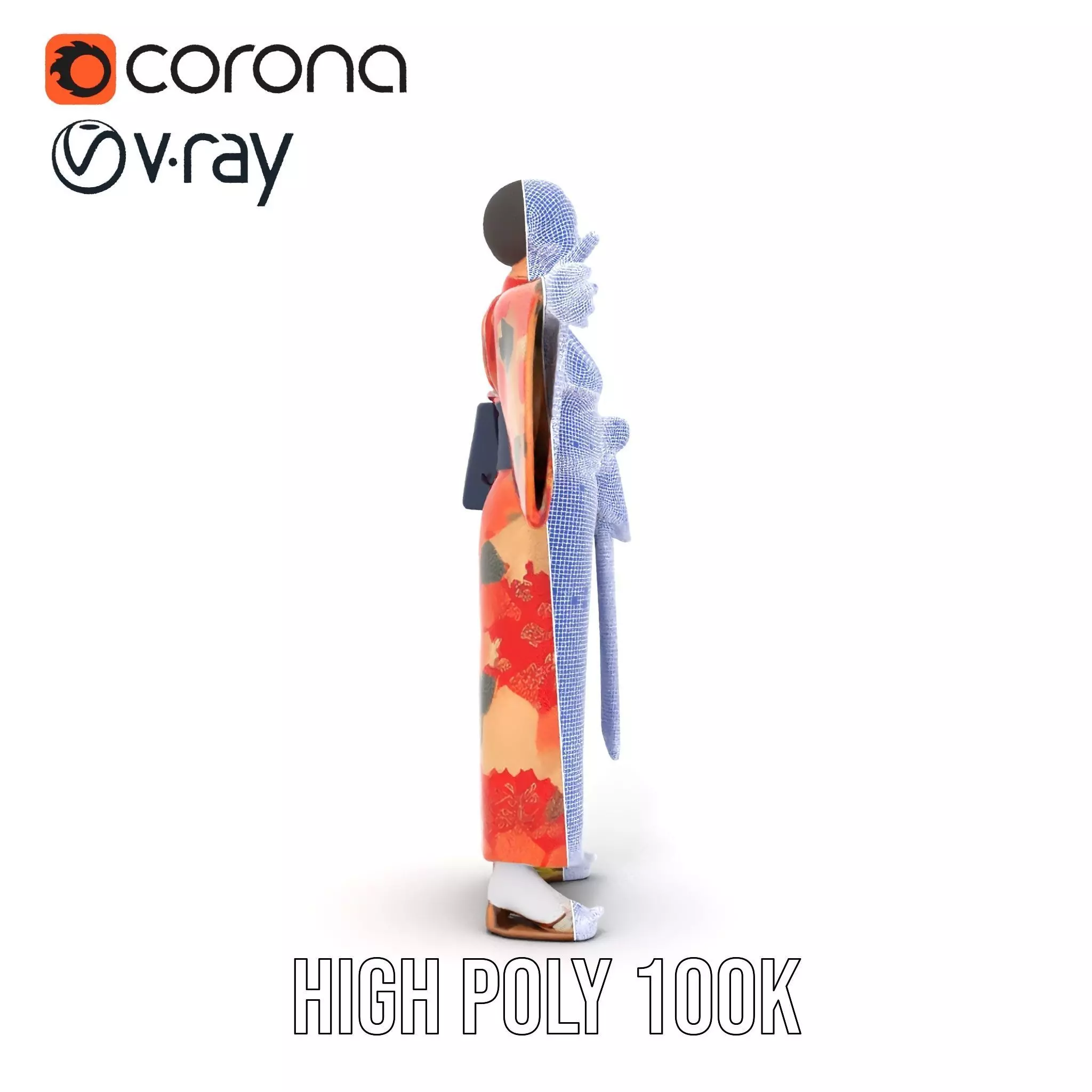 Floral Kimono Apparel model pack Low-poly 3D model_34