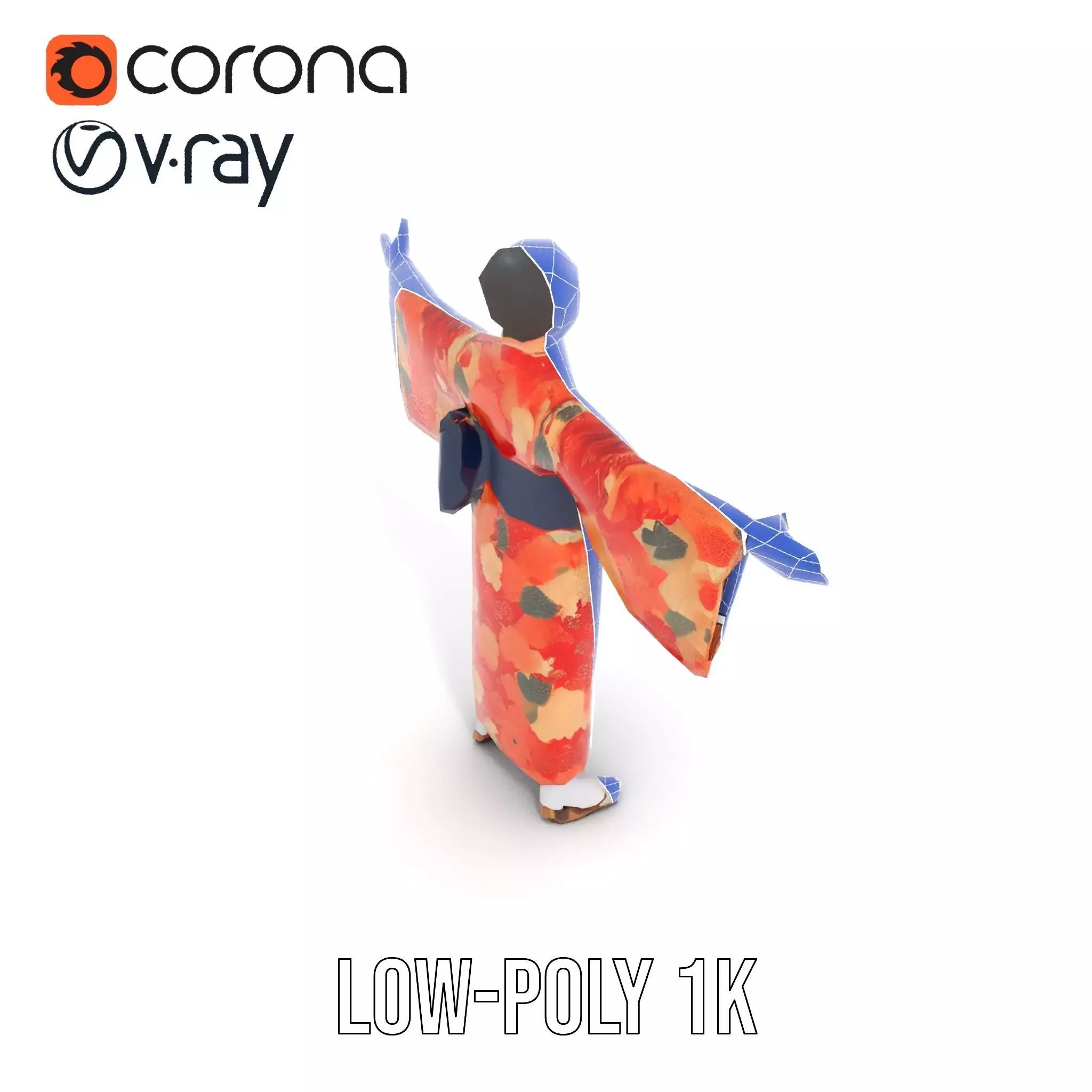 Floral Kimono Apparel model pack Low-poly 3D model_28