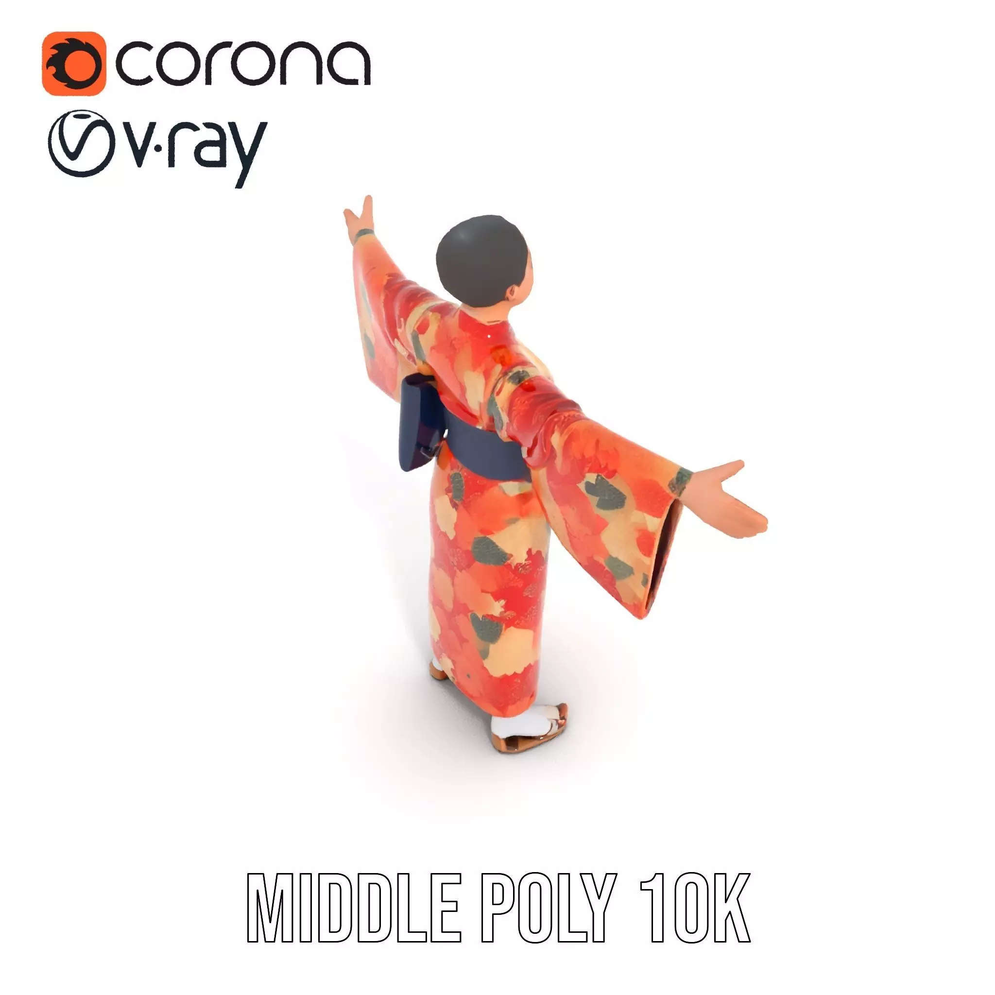 Floral Kimono Apparel model pack Low-poly 3D model_11