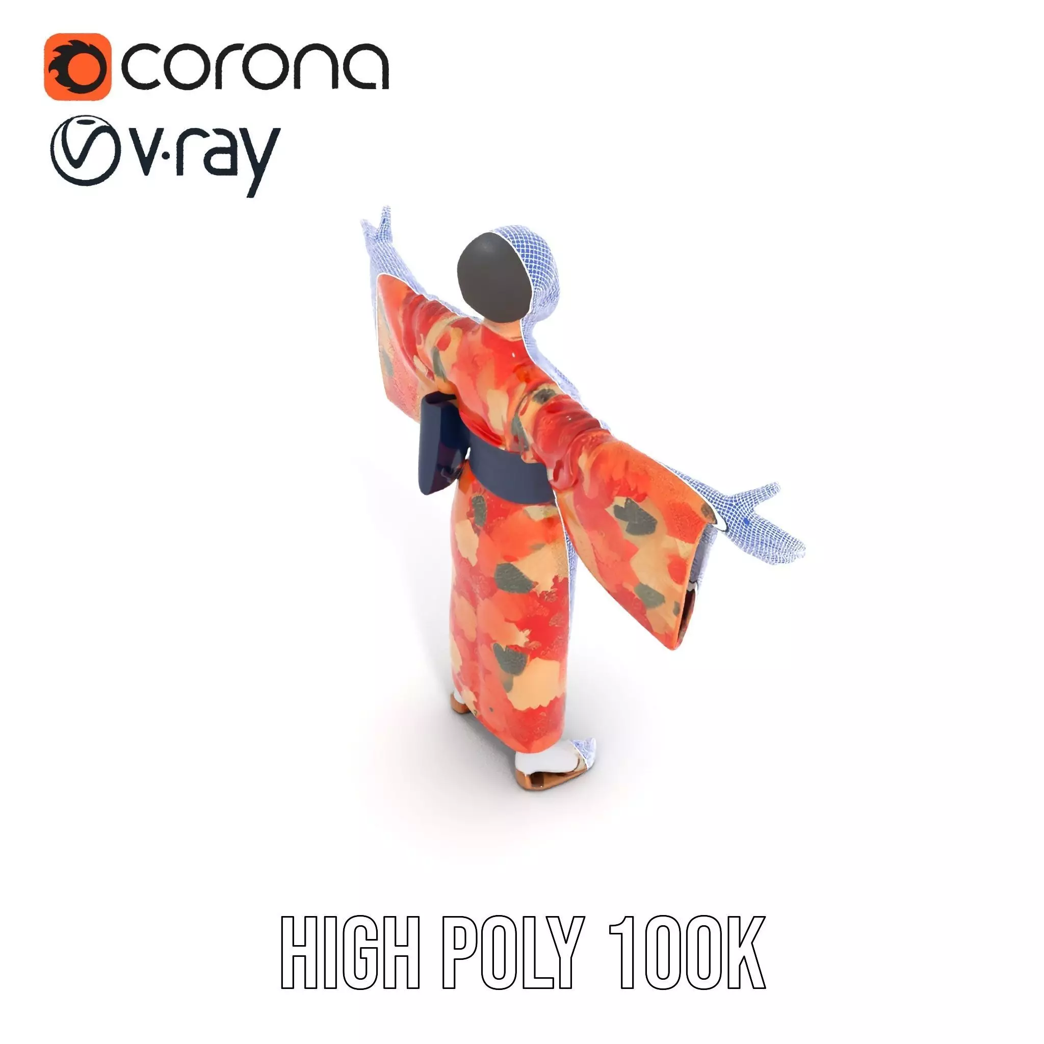 Floral Kimono Apparel model pack Low-poly 3D model_33
