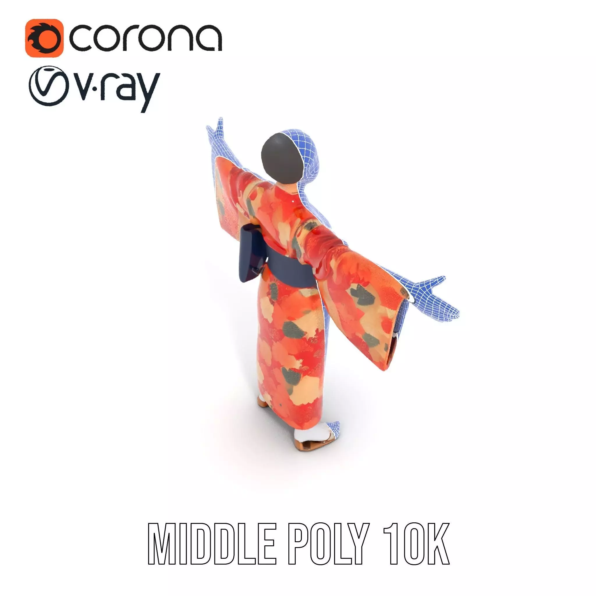 Floral Kimono Apparel model pack Low-poly 3D model_29