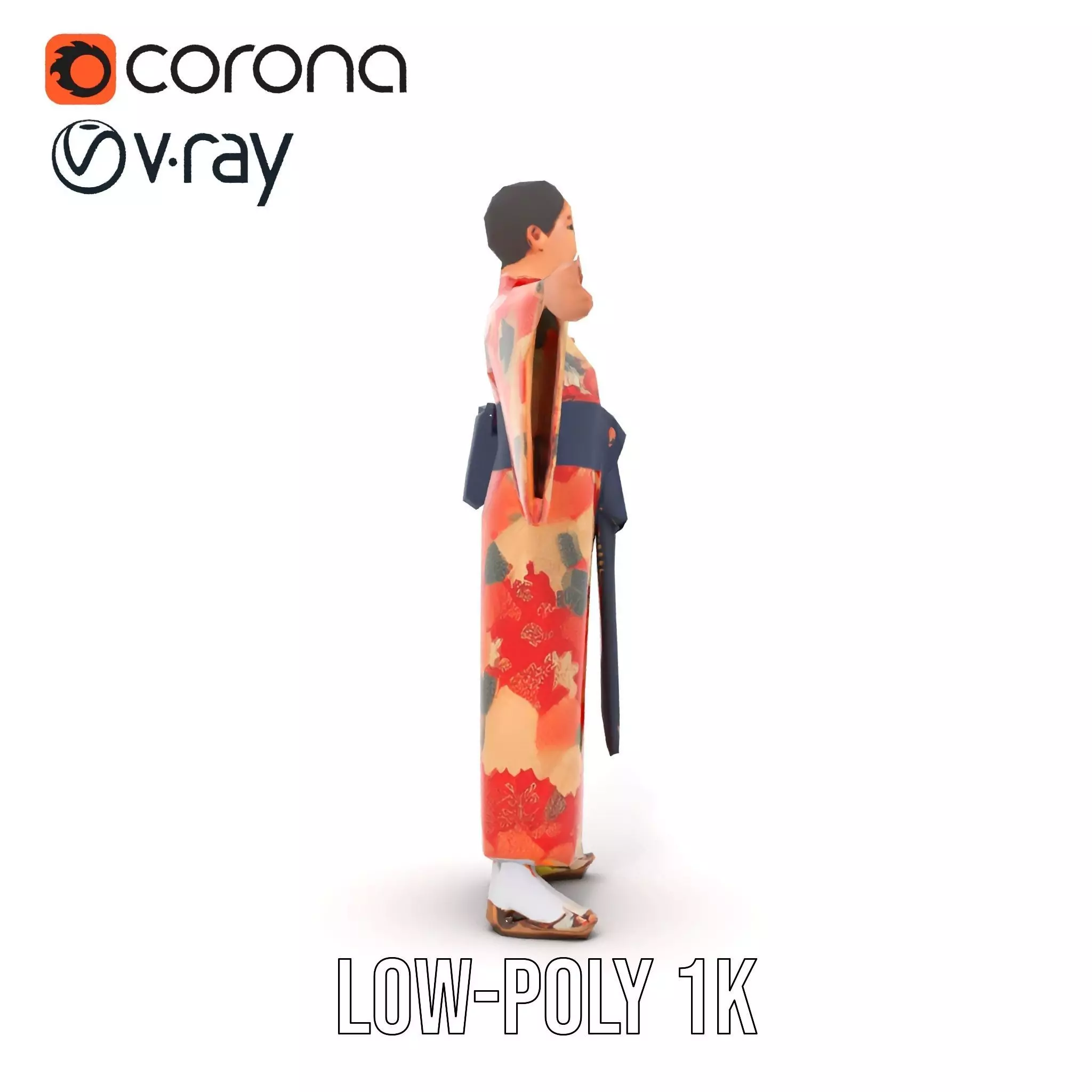 Floral Kimono Apparel model pack Low-poly 3D model_12
