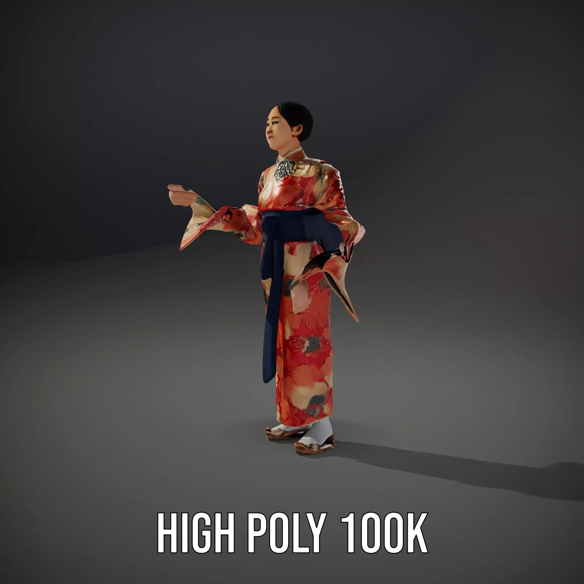 Floral Kimono Apparel model pack Low-poly 3D model_10