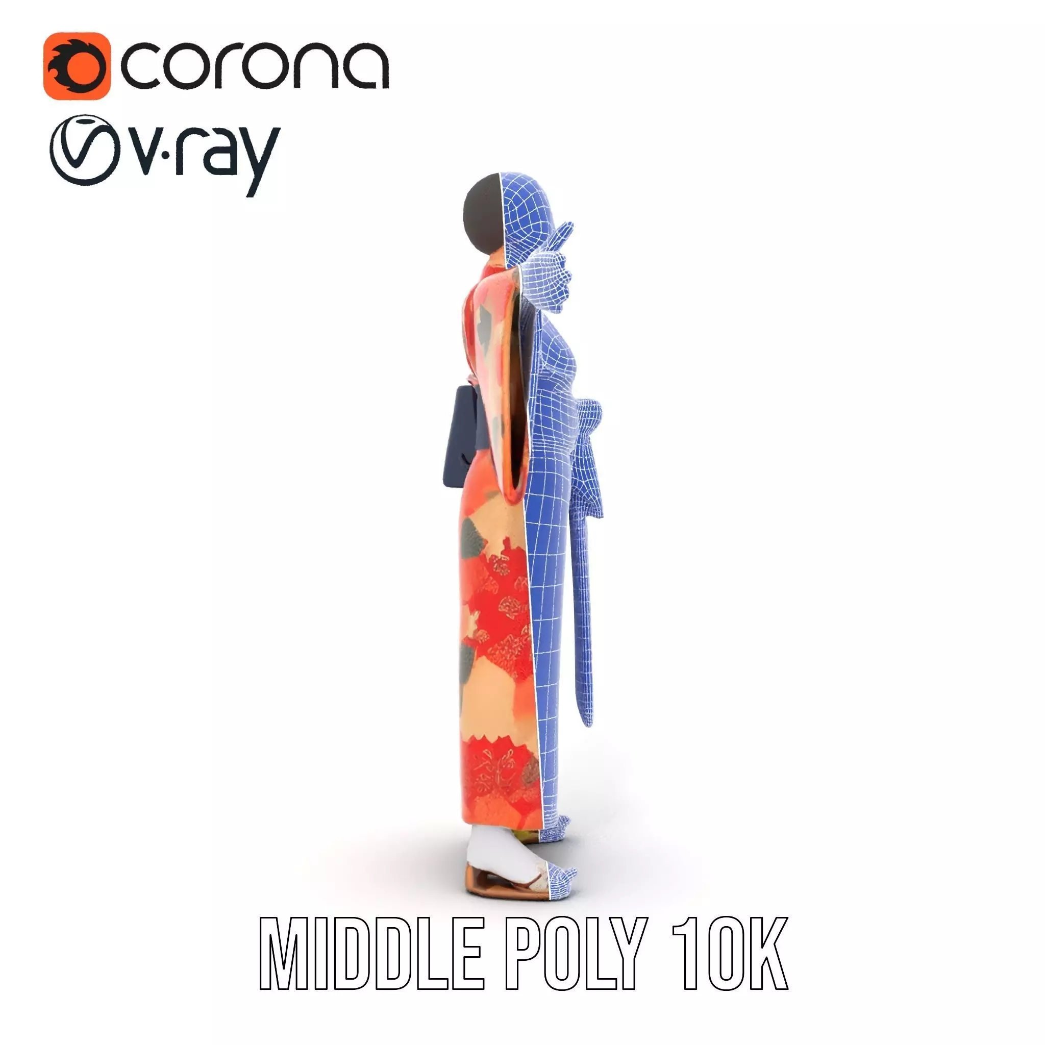 Floral Kimono Apparel model pack Low-poly 3D model_27