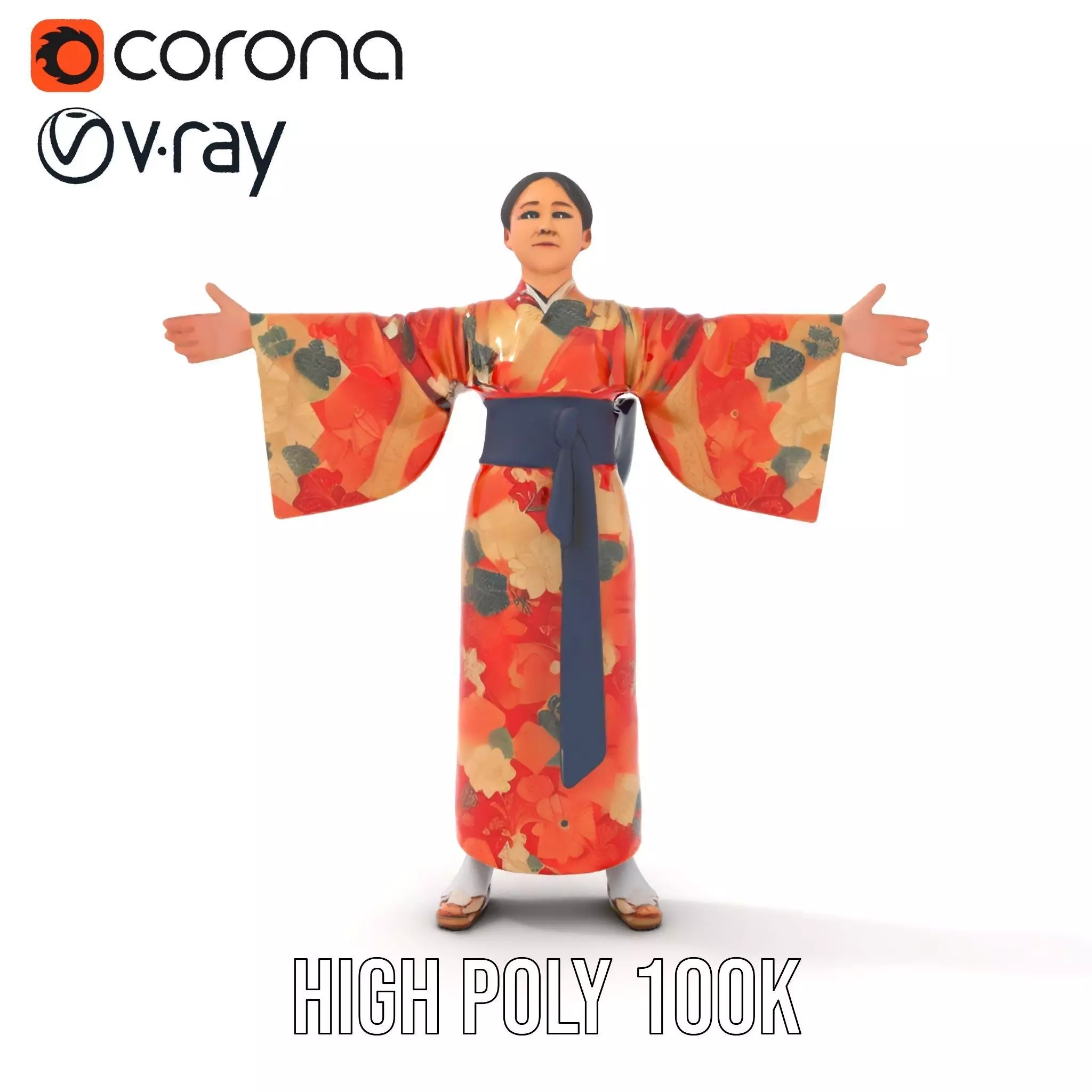 Floral Kimono Apparel model pack Low-poly 3D model_15