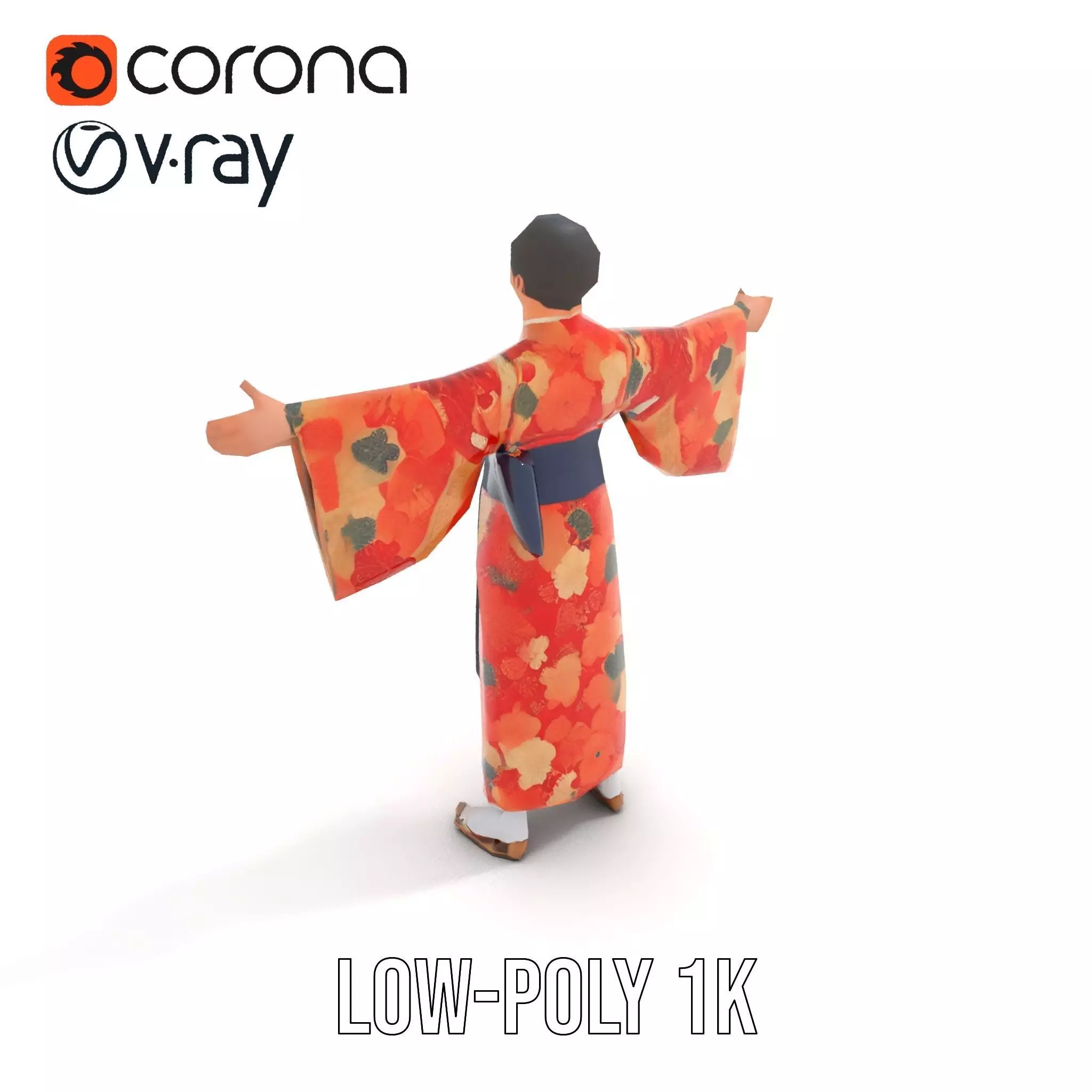 Floral Kimono Apparel model pack Low-poly 3D model_17