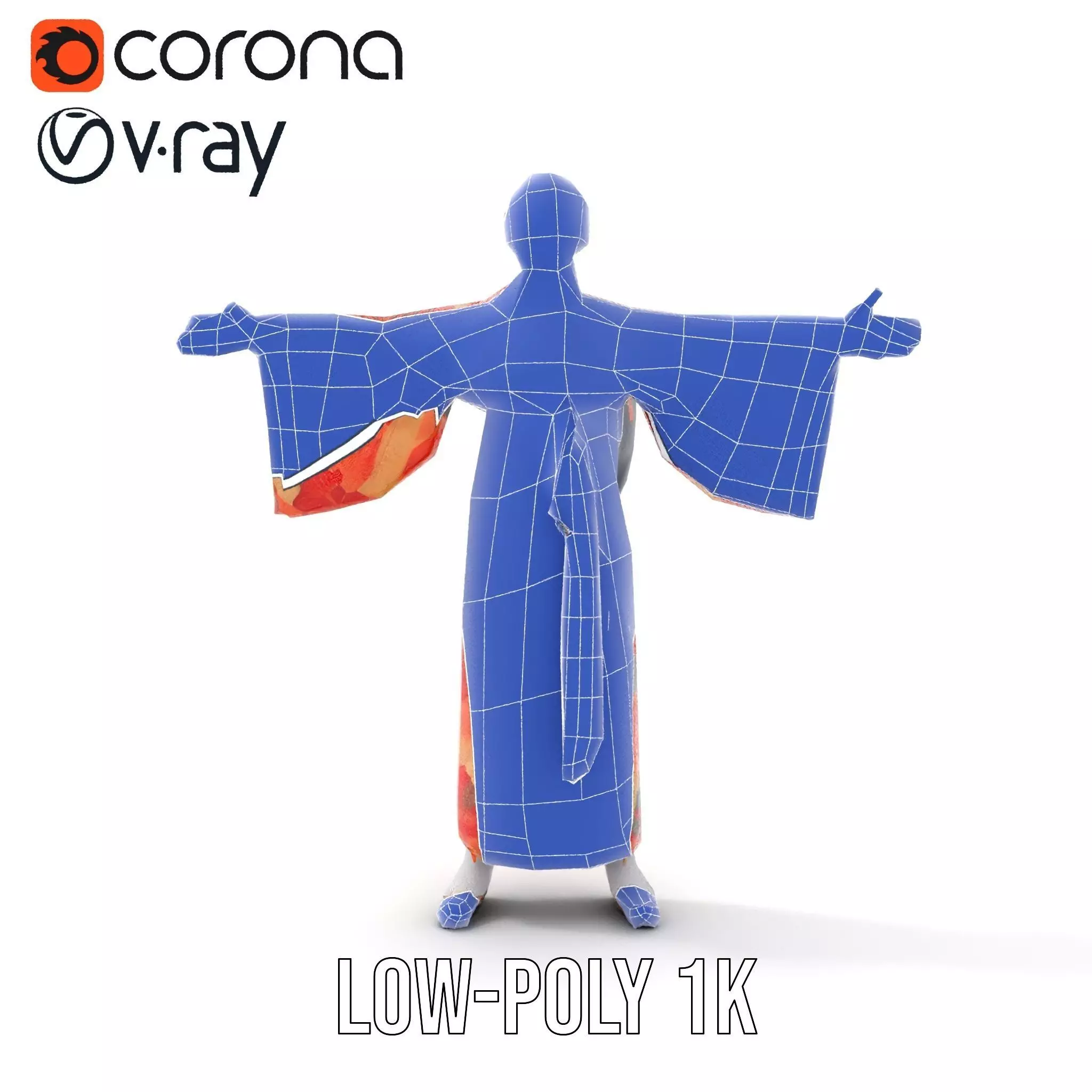 Floral Kimono Apparel model pack Low-poly 3D model_25