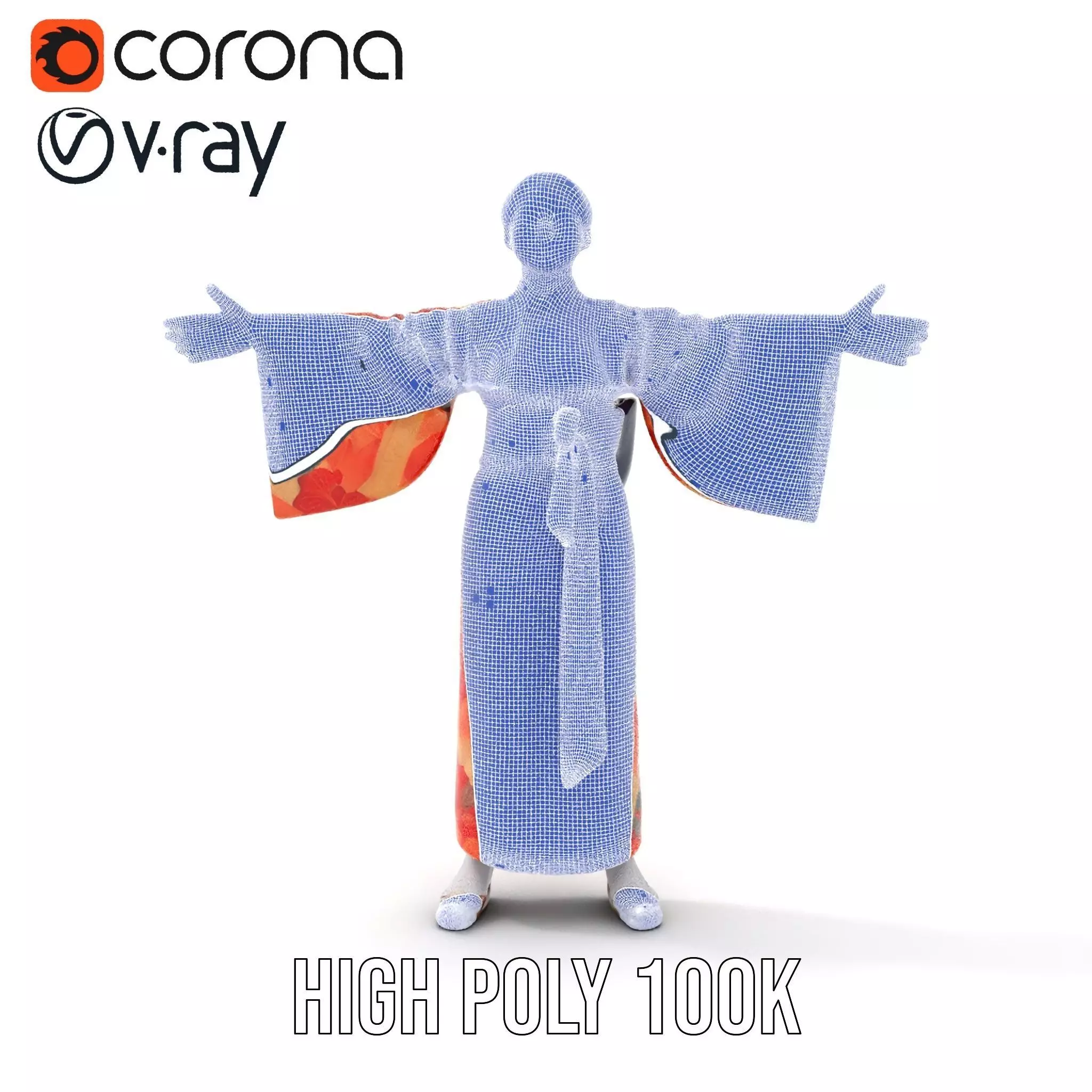 Floral Kimono Apparel model pack Low-poly 3D model_32