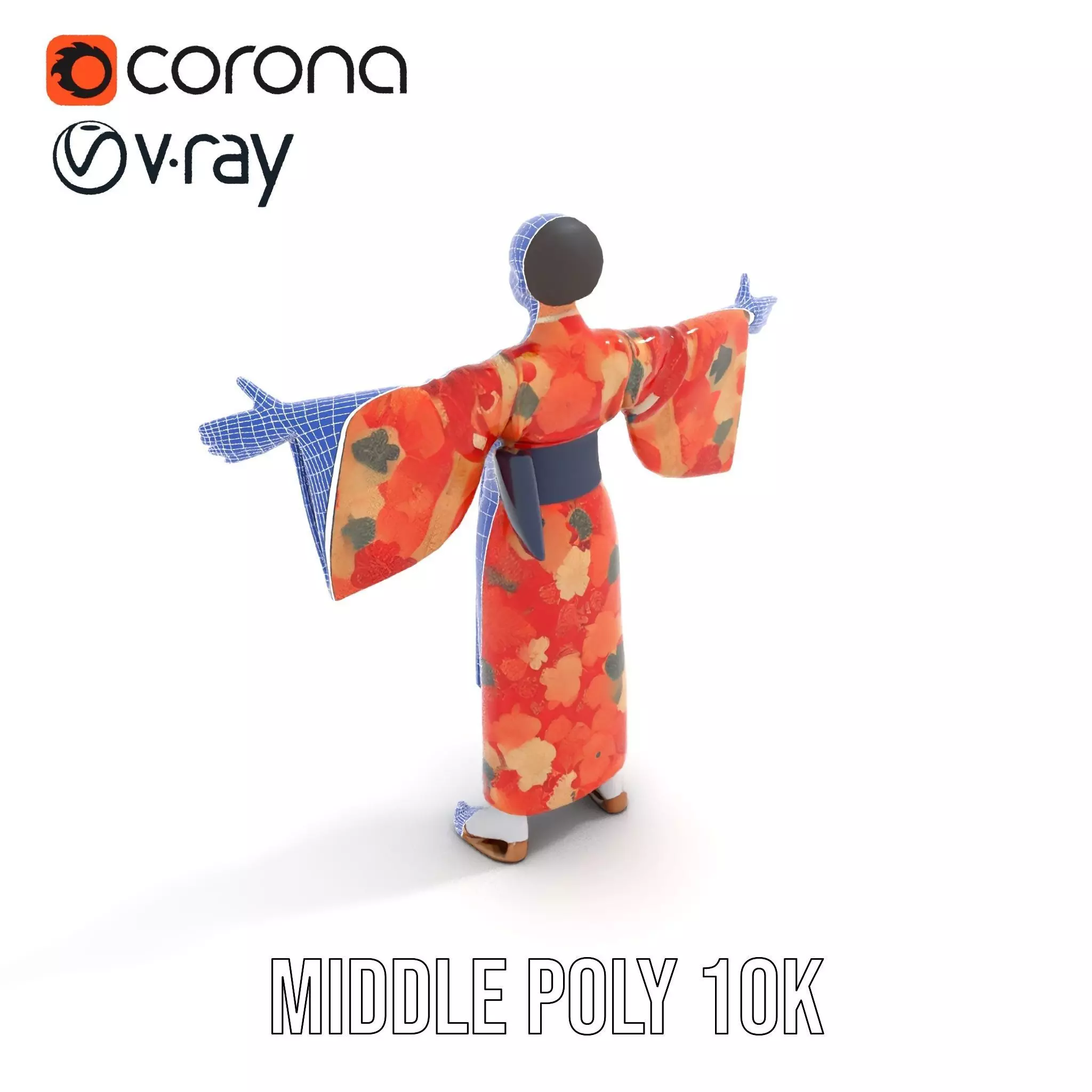Floral Kimono Apparel model pack Low-poly 3D model_21