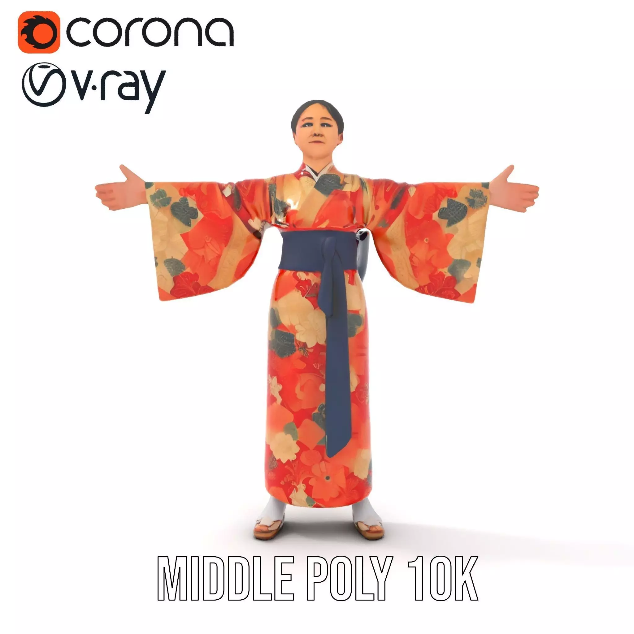 Floral Kimono Apparel model pack Low-poly 3D model_18