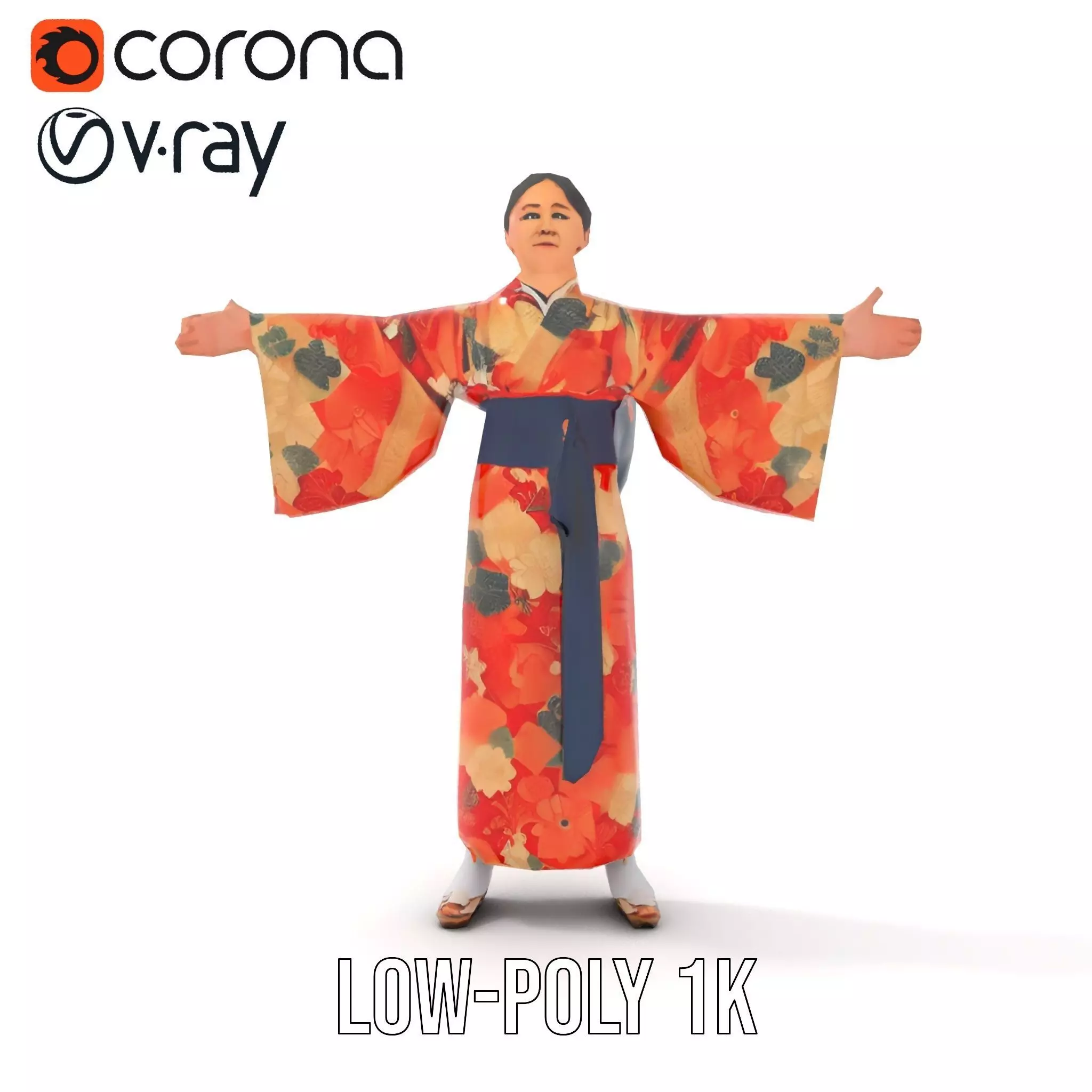 Floral Kimono Apparel model pack Low-poly 3D model_22